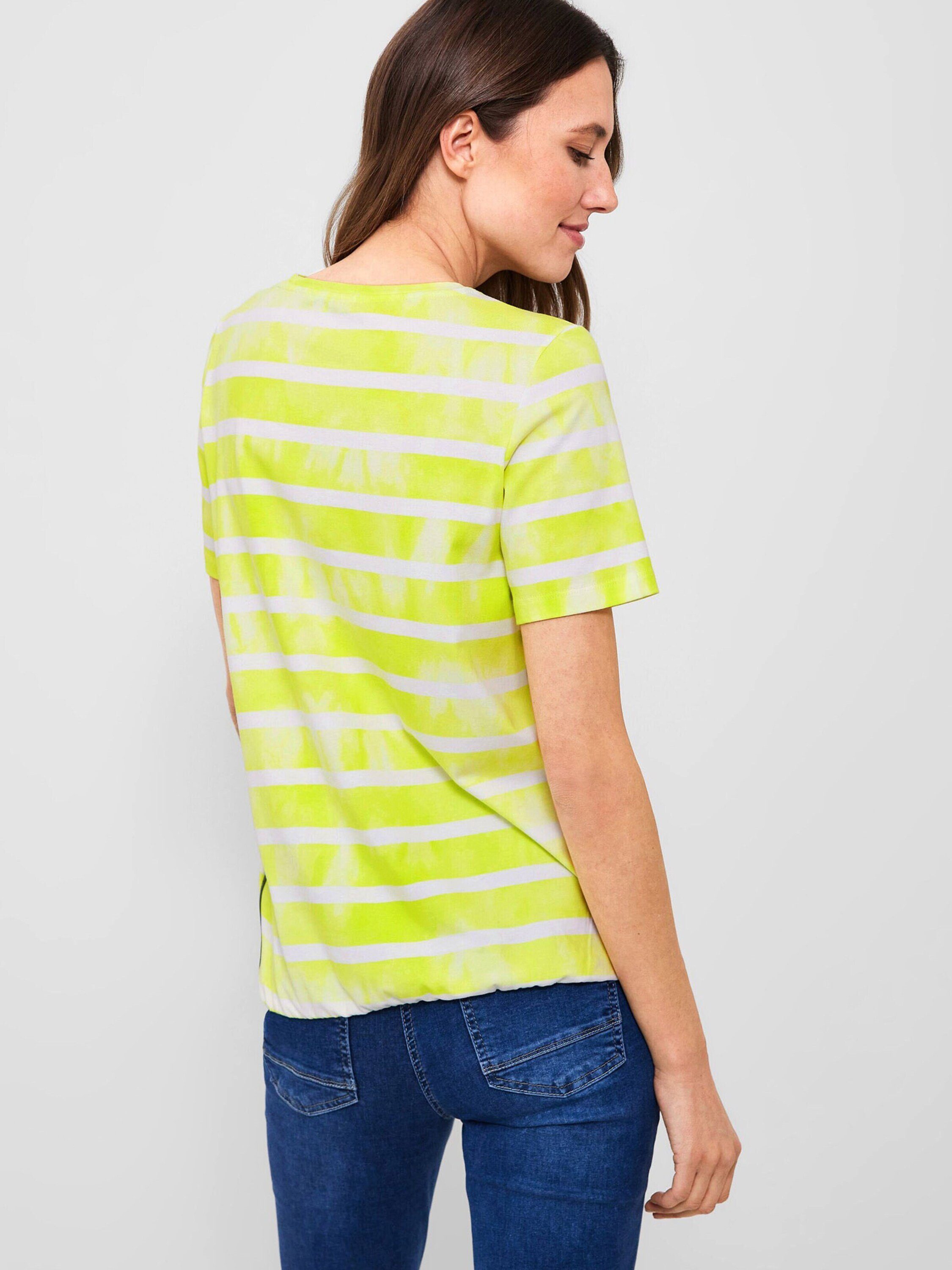 Cecil T-Shirt (1-tlg) Pailletten, Drapiert/gerafft limelight yellow