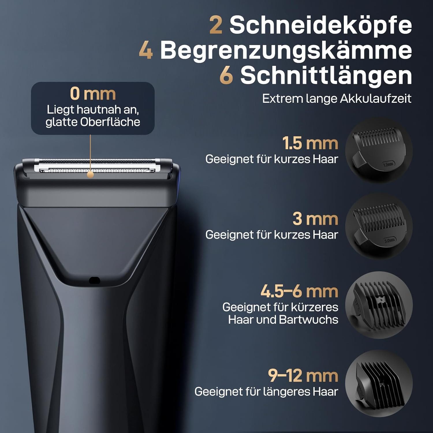 Insma Elektrorasierer 2-in-1 Rasier & Trimmer-Set Körperhaar-Rasur für Herren, USB-Ladefunktion mit Bürstenaufsatz, 4 x Begrenzungskämme, LED Display, IPX7 wasserdicht
