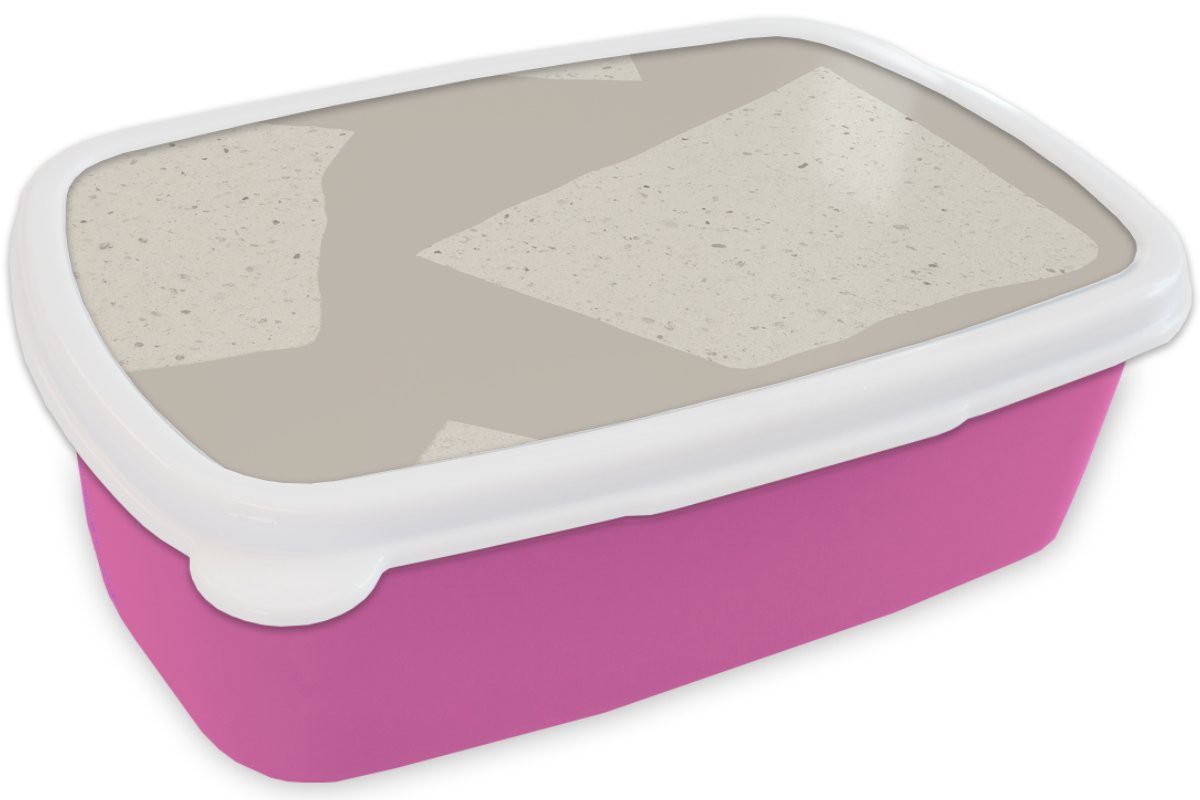 MuchoWow Lunchbox Terrazzo Mädchen, - Muster, Kunststoff Snackbox, Kunststoff, Brotbox (2-tlg), für Brotdose - Kinder, Abstrakt rosa Pastell Erwachsene, 