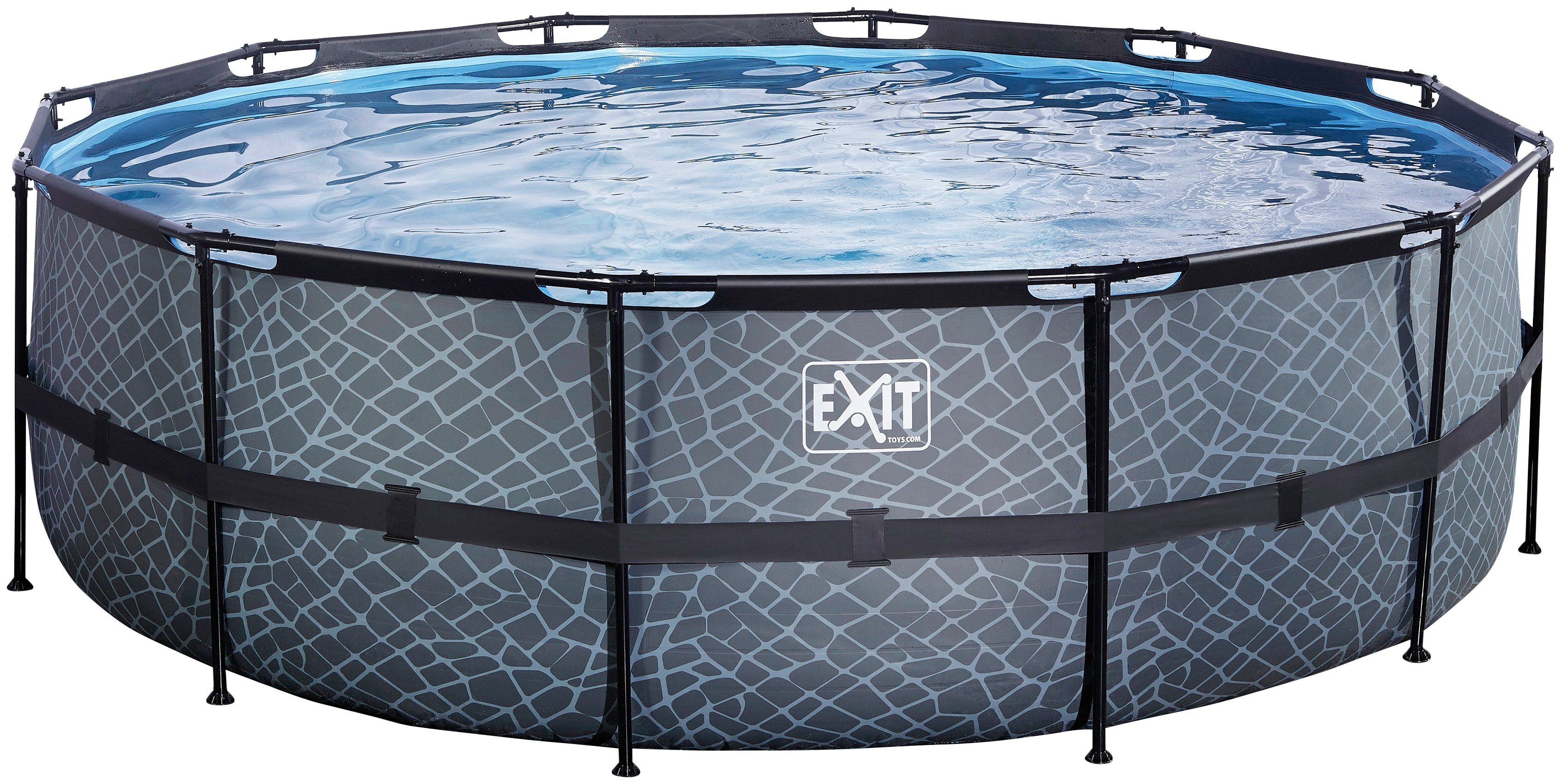 EXIT Framepool inkl. Sicherheitsleiter (Set, 4-tlg), ØxH: 450x122 cm, mit Kartuschenfilteranlage und Filterkartusche