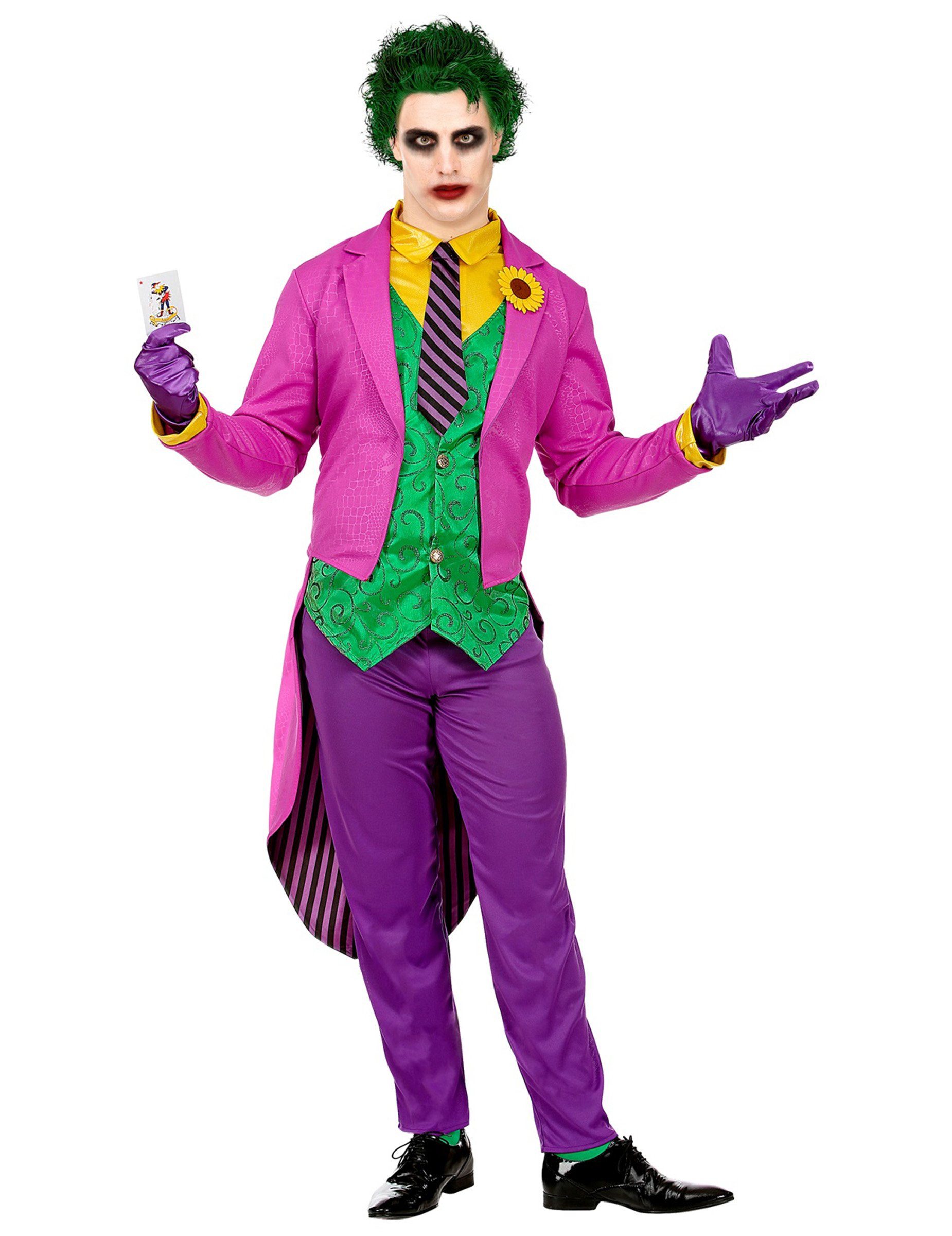 Kostüm Psychopathen Clownkostüm für Herren Halloweenkostüm violett-grün