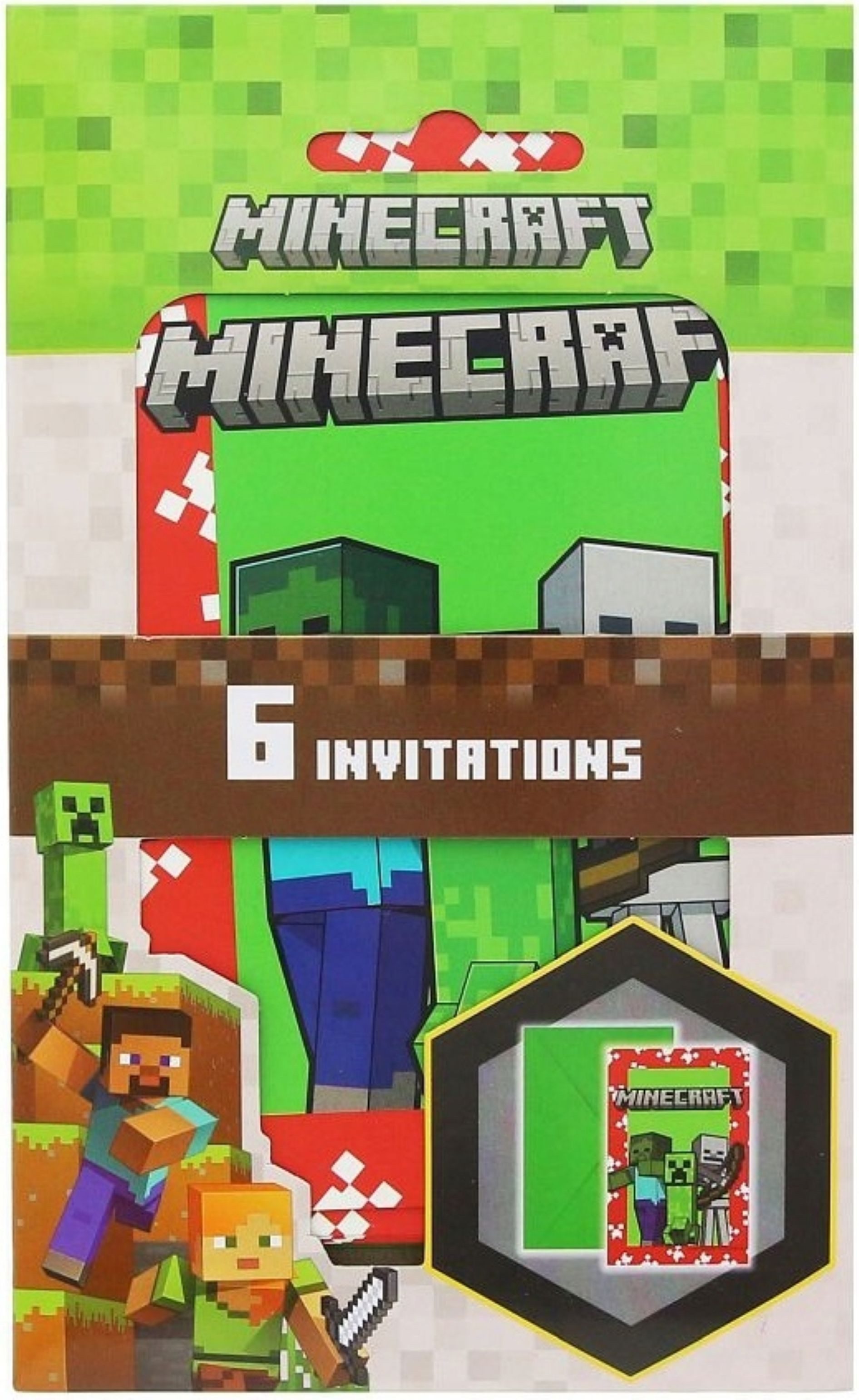 Festivalartikel Einladungskarten Minecraft Einladungskarten mit Umschlägen 6 Stück Kindergeburtstag – Bild 3 von 3