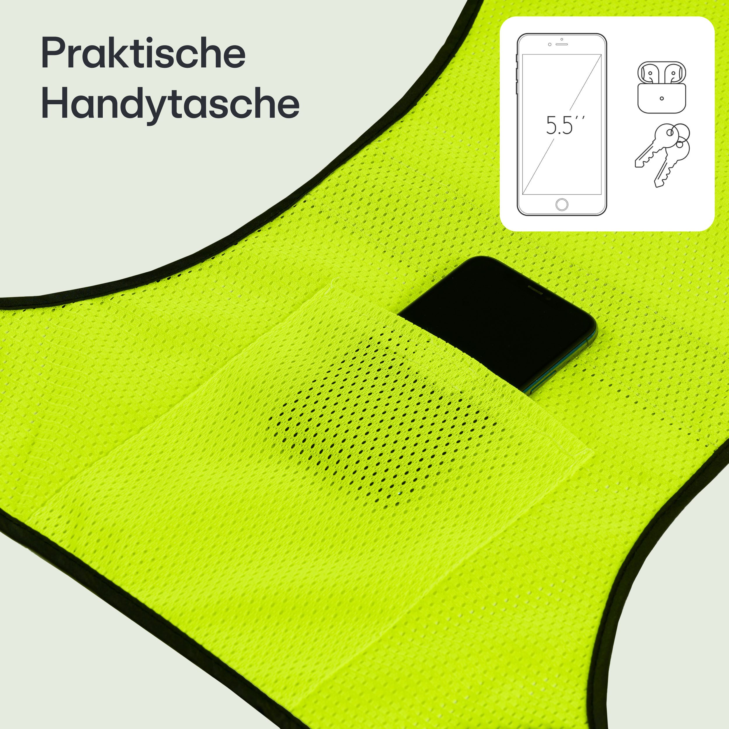 Prowiste Warnweste Reflektierende Fahrradweste - Laufweste Damen & Herren - Warnweste (Kein Set, 1-tlg., 1teilig) Warnweste für Joggen & Radfahren - Atmungsakti – Bild 4 von 5