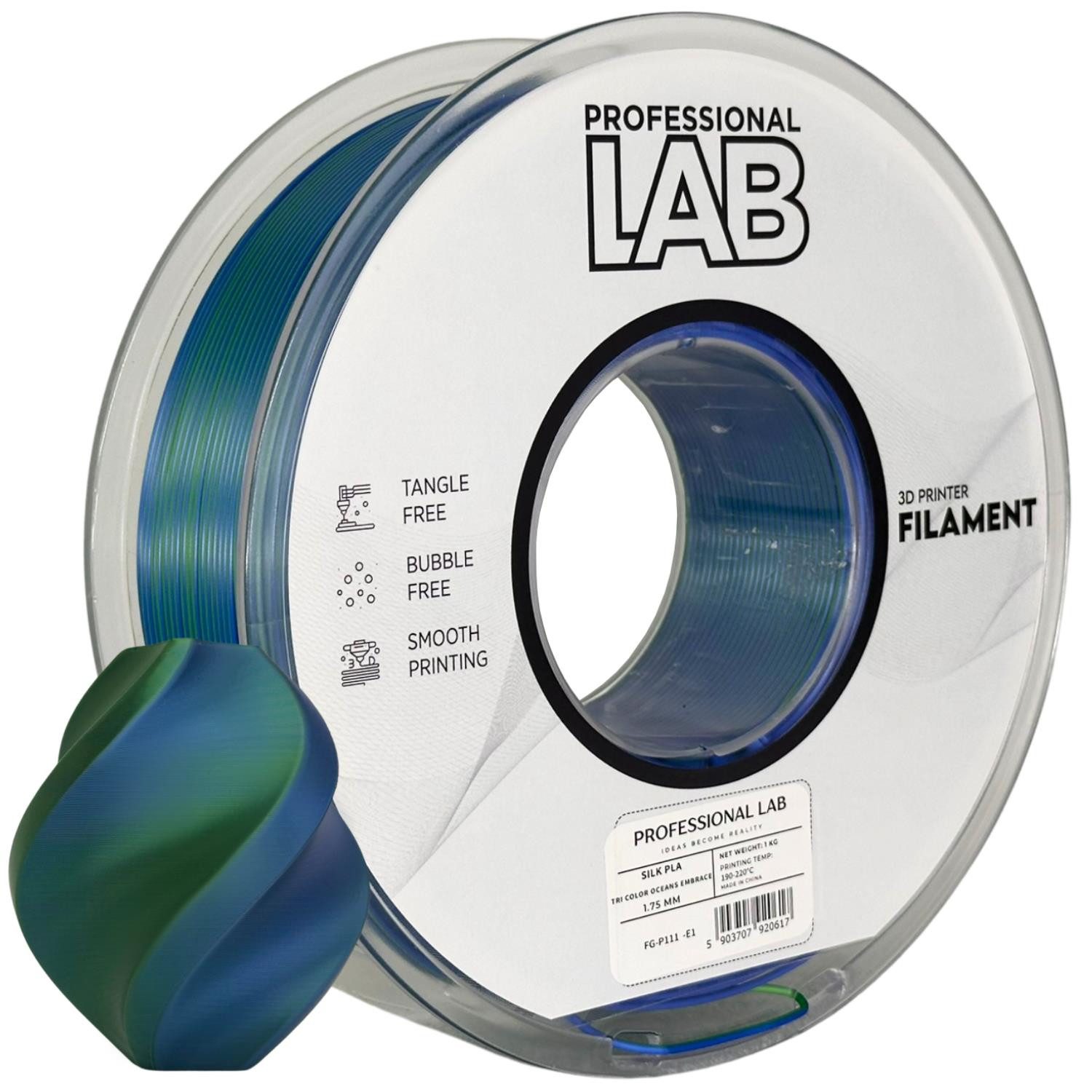 Prof. Lab Filament Silk PLA Filament Mehrfarbig 1KG 1.75mm, Rainbow Filament
