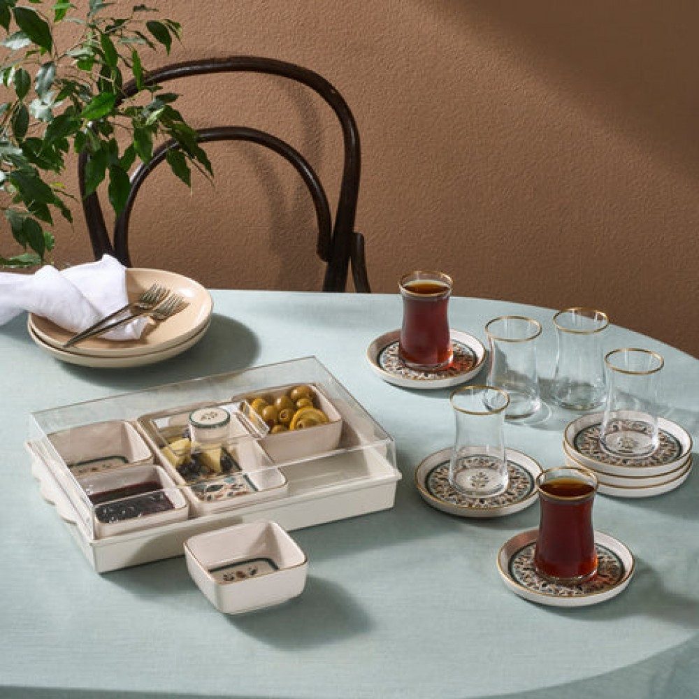 Karaca Тарелка для завтрака Karaca Clara 7-teiliges Keramik-Frühstücksset, Mehrfarbig