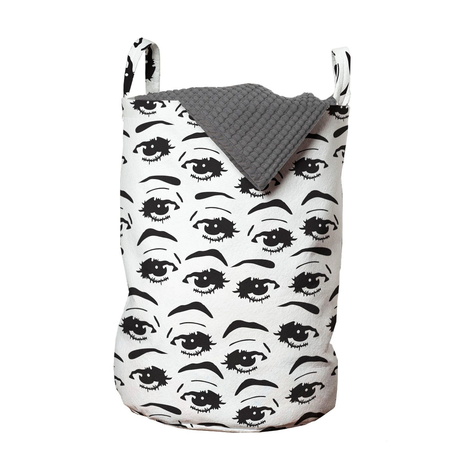 Abakuhaus Wäschesäckchen Wäschekorb mit Griffen Kordelzugverschluss für Waschsalons, Augen Monochrome Verschiedene Frauenaugen