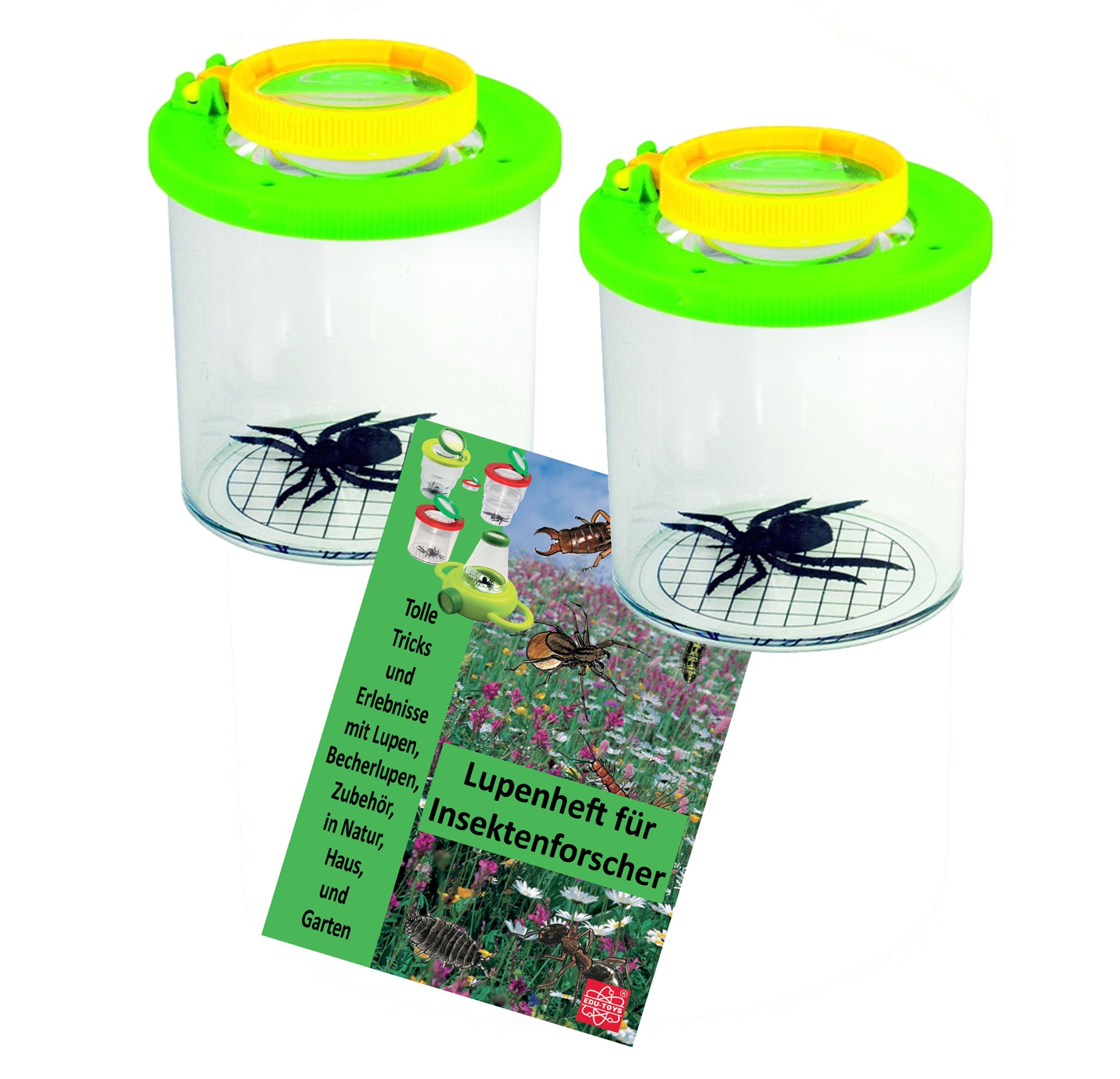 Edu-Toys Becherlupe Lupendose Becherlupe Insektenlupe, 2-tlg., mit Luftlöchern und mm-Skala