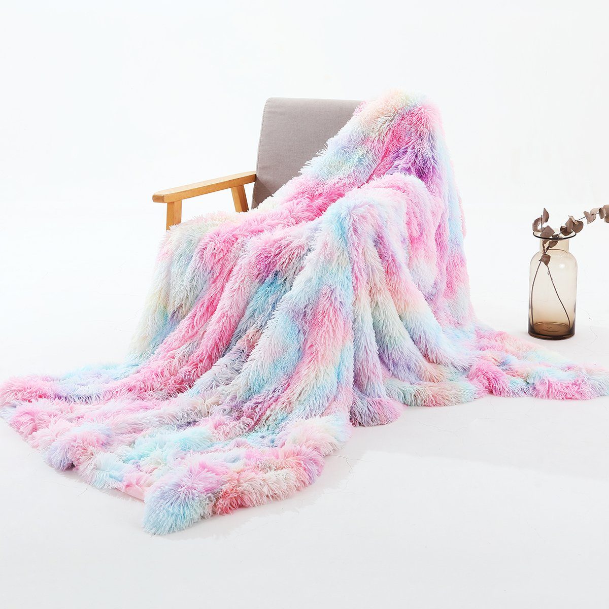 Rosnek Tagesdecke Reversible Lange Zottelige, Tie-Dye günstig online kaufen