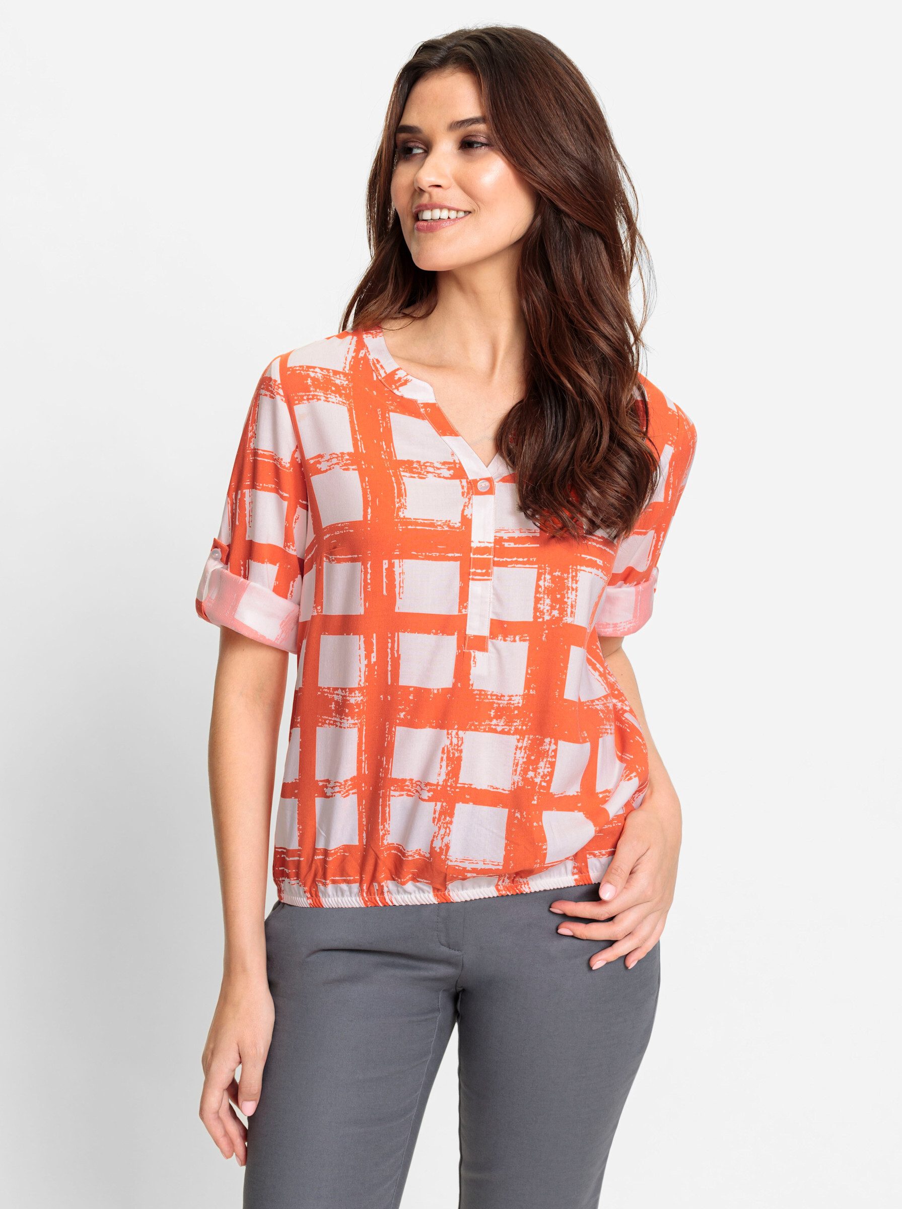 Klassische Bluse Schlupfbluse 3/4-Arm