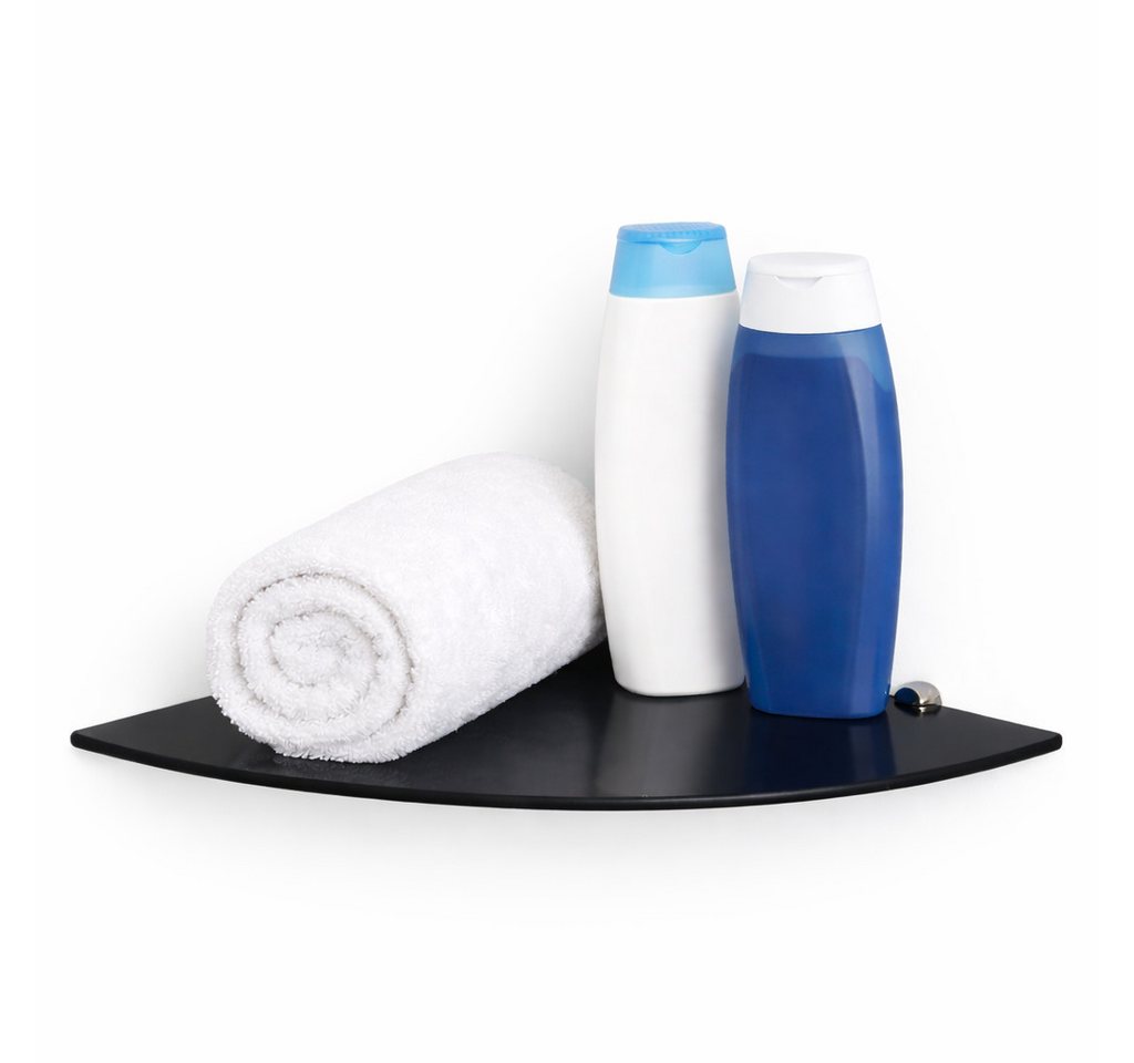 HOOZ Eckregal Glasregal Eckablage ESG – 6 mm, abgerundetes Duschregal mit Halterung, Wandregal, Platzsparende Glasablage für Dusche, Bad, Küche oder Wohnraum
