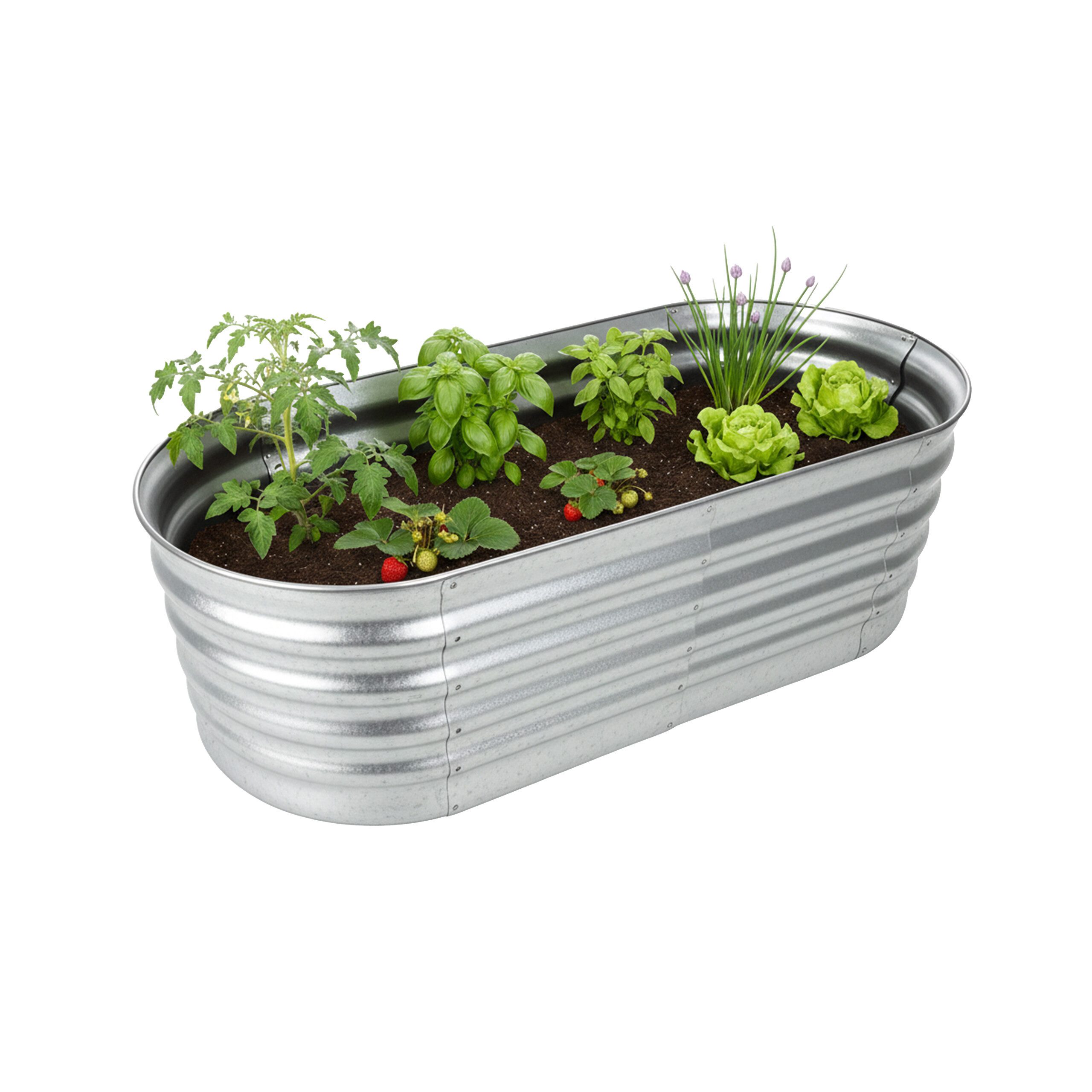 relaxdays Hochbeet Metall halbrund, silber