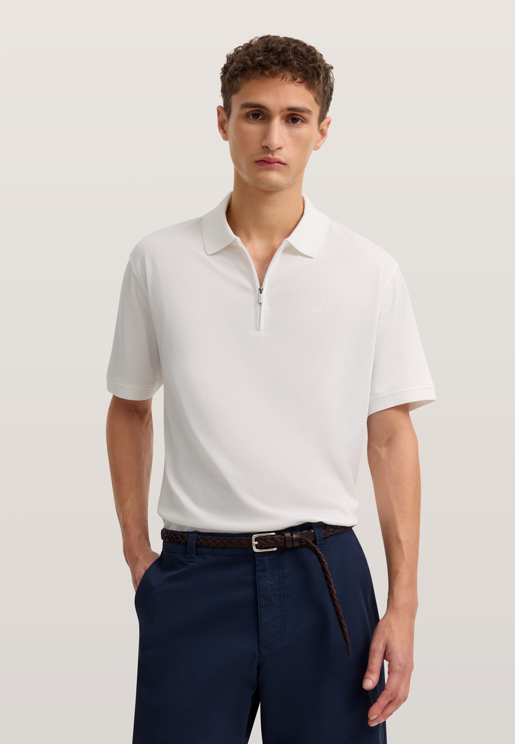 bugatti Poloshirt mit kurzem Reißverschluss