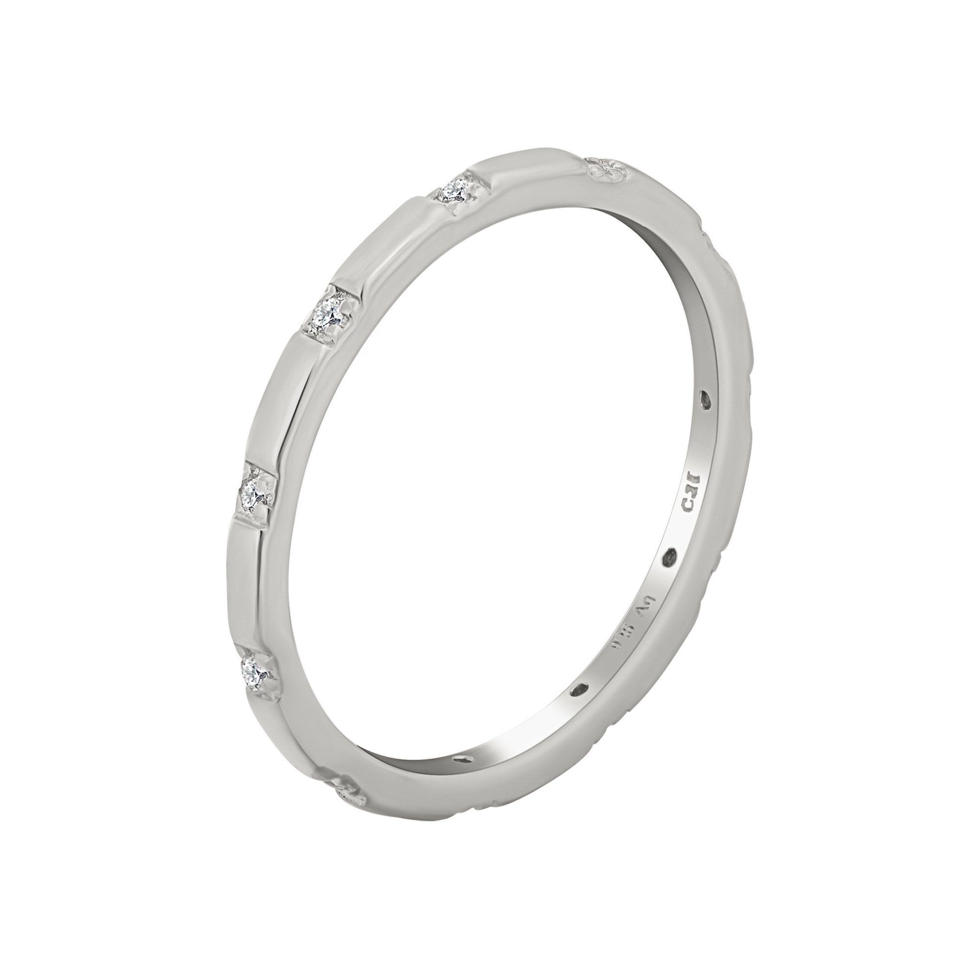 CAÏ Fingerring 925 Silber rhodiniert mit Zirkonia Stacking