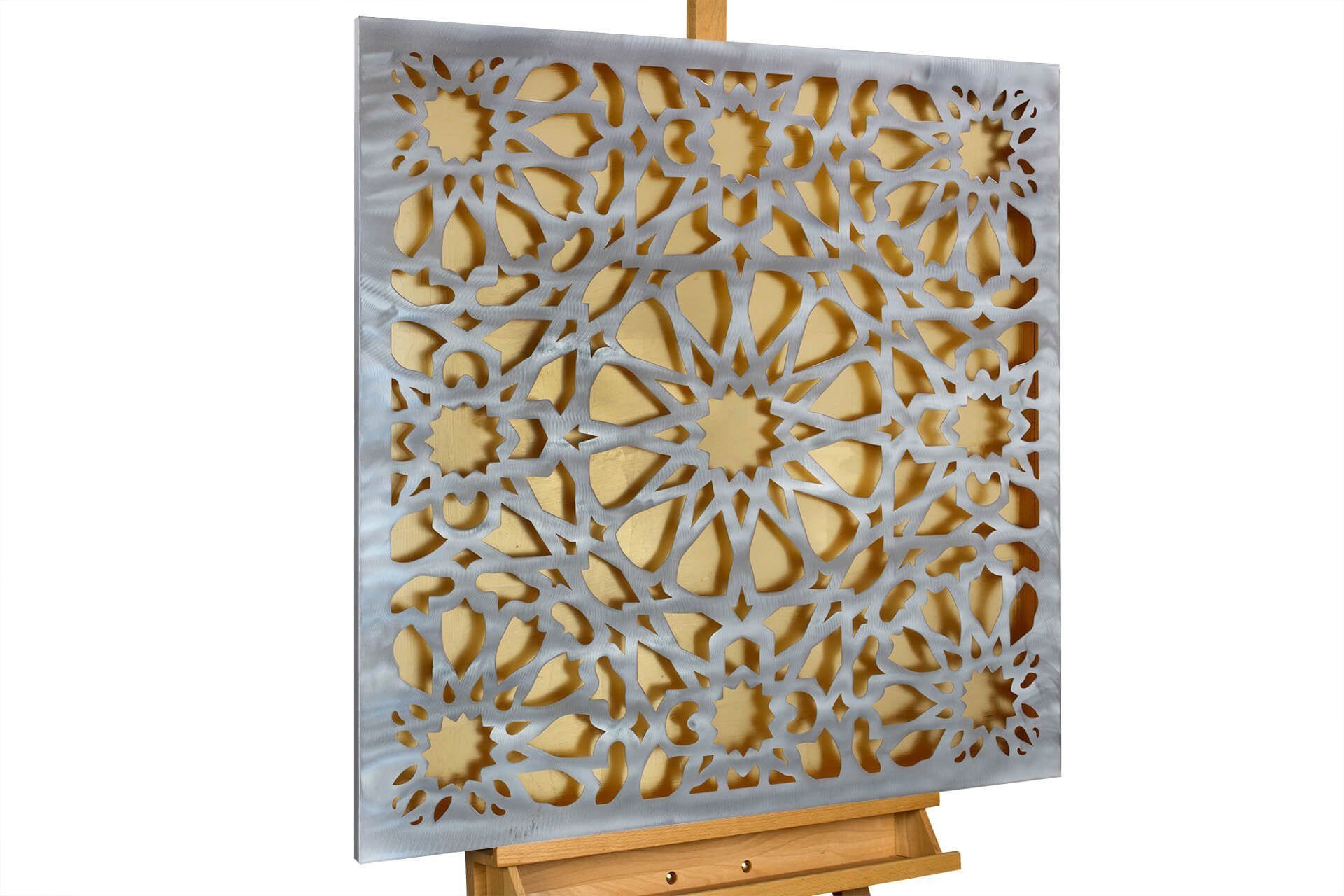 KUNSTLOFT Metallbild handgefertiges 80x80 Wandrelief cm, Mesmerizing 3D Metal