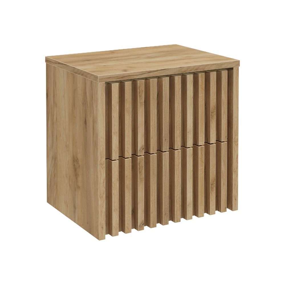 Lomadox Waschbeckenschrank DESIO-107 in Eiche 60 cm breit für Aufsatzwaschbecken