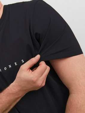Jack & Jones T-Shirt Logo T-Shirt Kurzarm Shirt Plus Size Übergröße JJESTAR 6550 in Schwarz