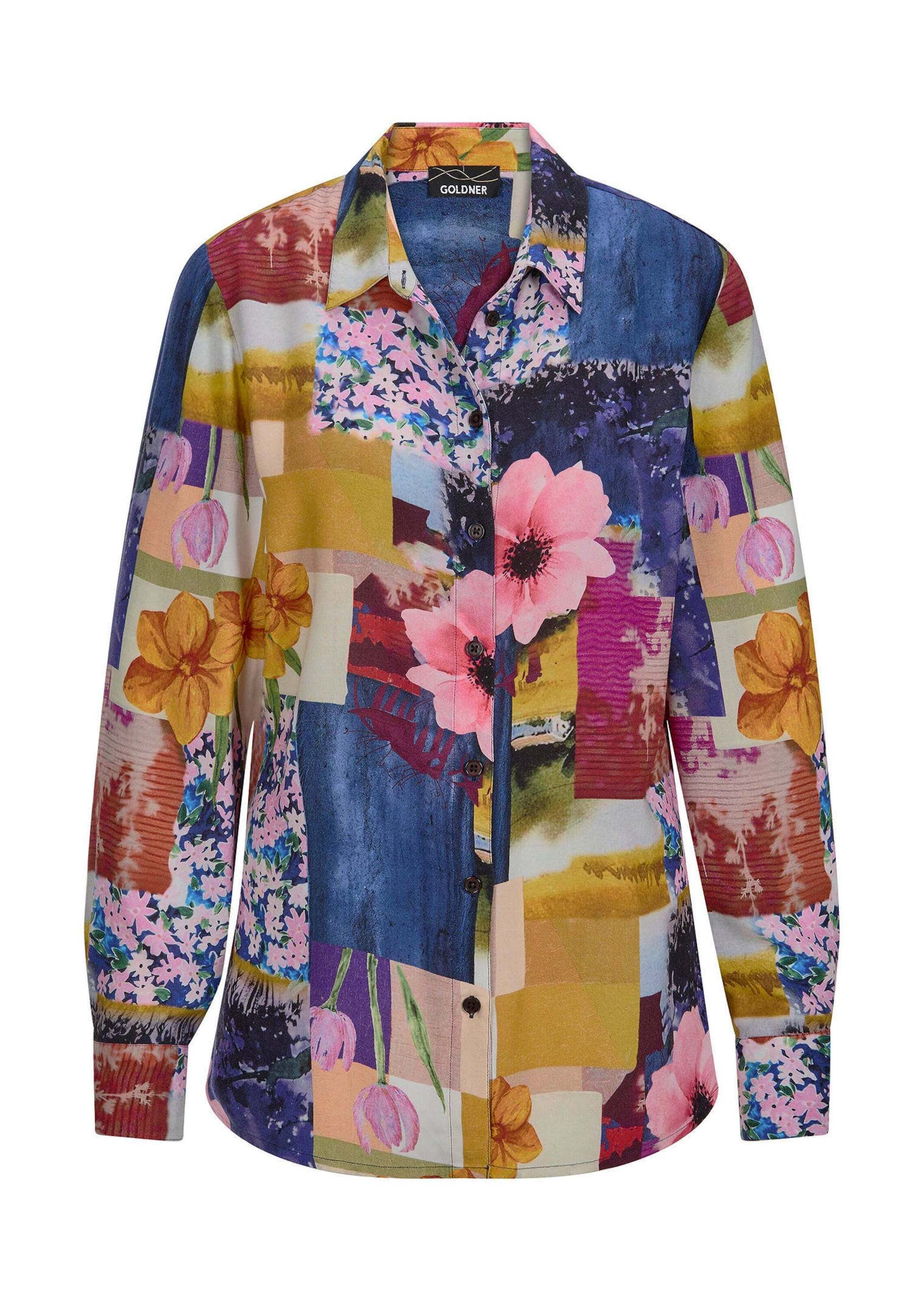 Hemdbluse Viskosebluse mit Patchwork-Print