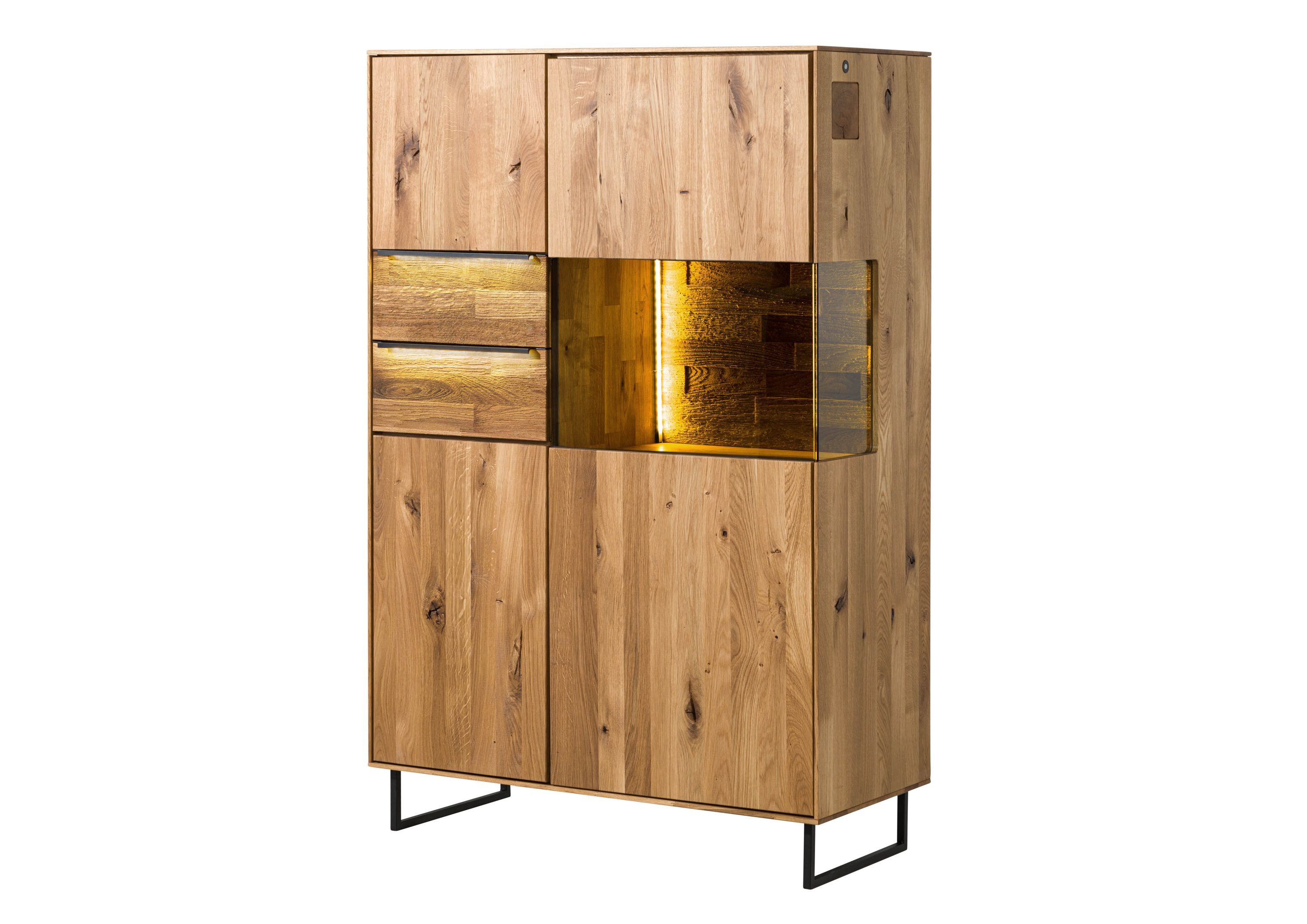 Massivmoebel24 Highboard (Wildeiche 94x43x144 natur geölt WIEN #225), Wildeiche 94x43x144 natur geölt WIEN #225