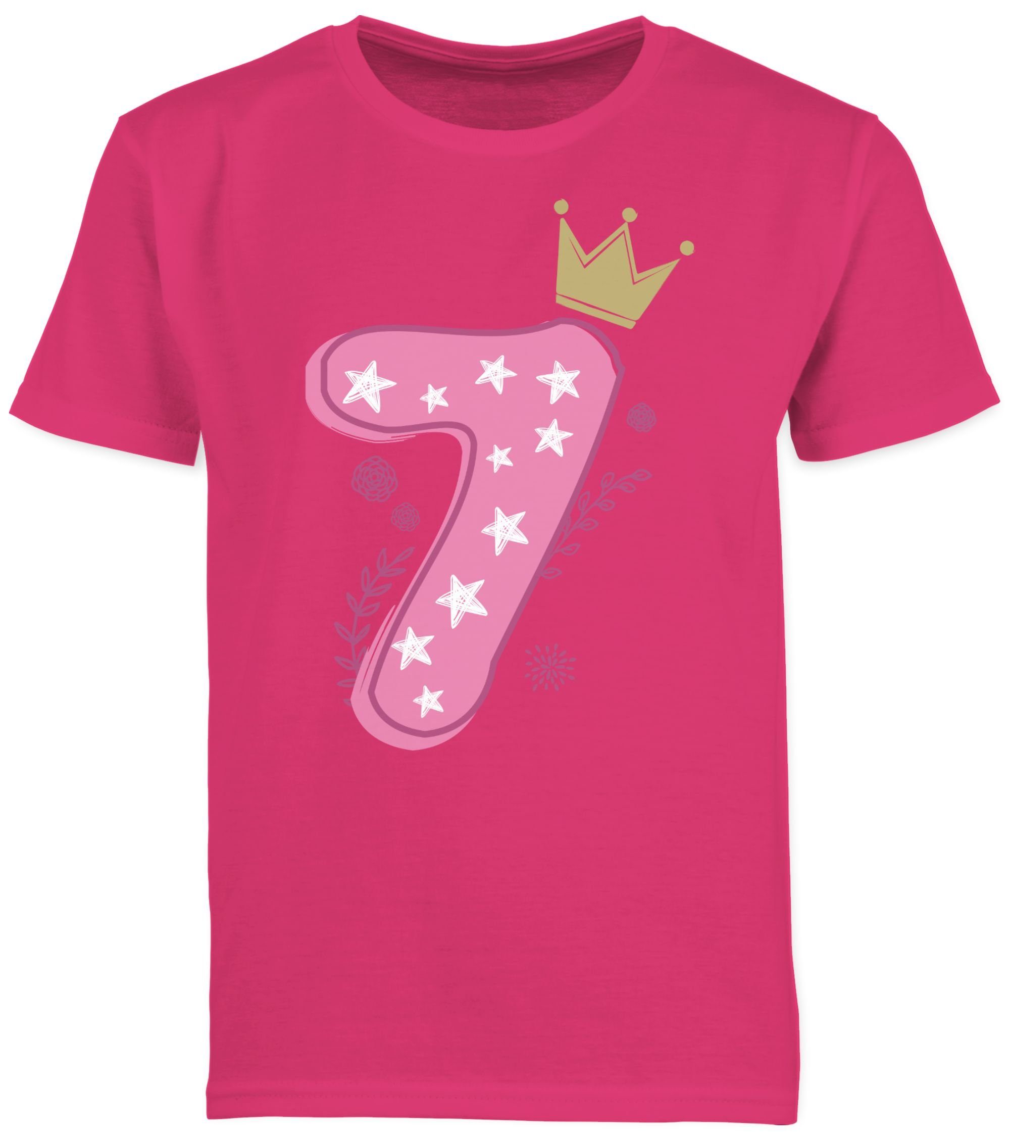 Shirtracer T-Shirt Siebter Geburtstag 7. Geburtstag 2 Fuchsia