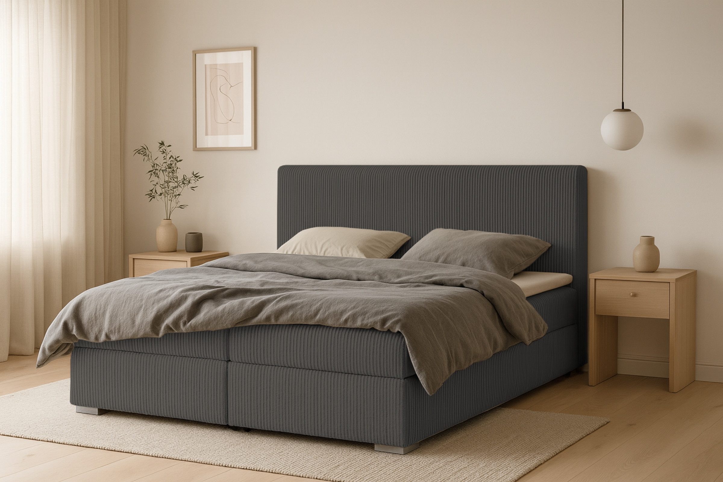 Deine Möbel 24 Boxspringbett LON IV Boxspring Komplettbett Polsterbett Bone günstig online kaufen