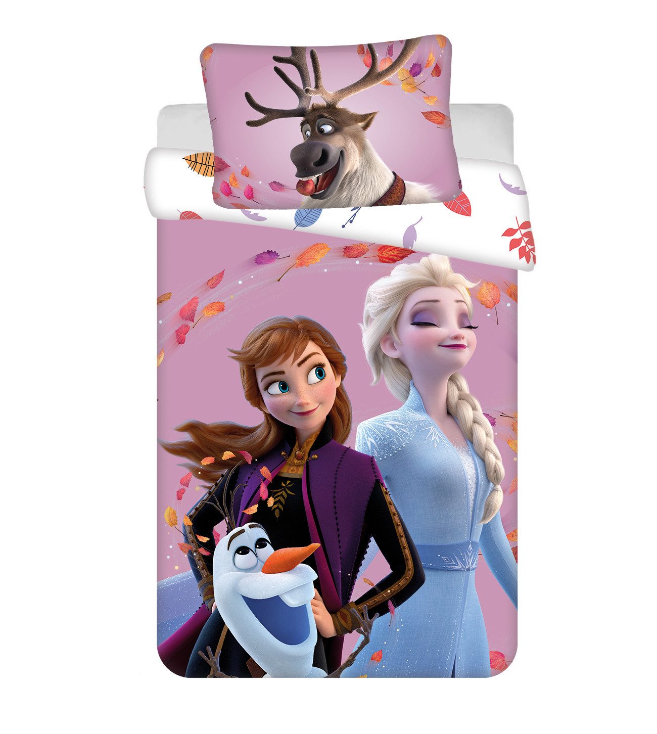 Disney Frozen Kinderbettwäsche Wendebettwäsche Disney Frozen Anna Elsa Olaf 2tlg. 100x135 + 40x60, Baumwolle, 2 teilig