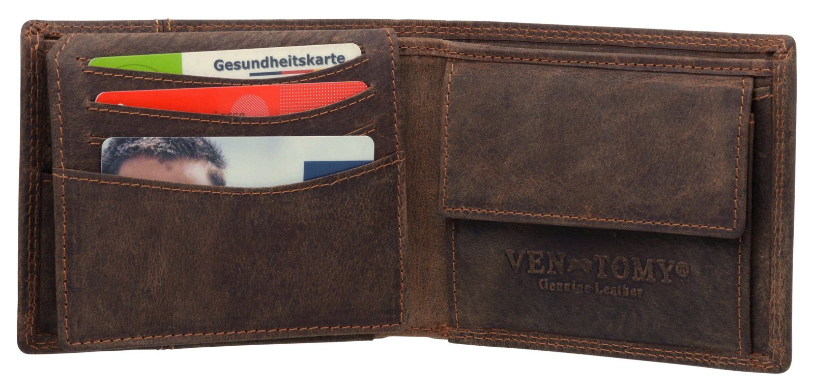 Tomy RFID im Ven Hunterleder, Pull-Up mit Geldbörse Schutz aus Querformat