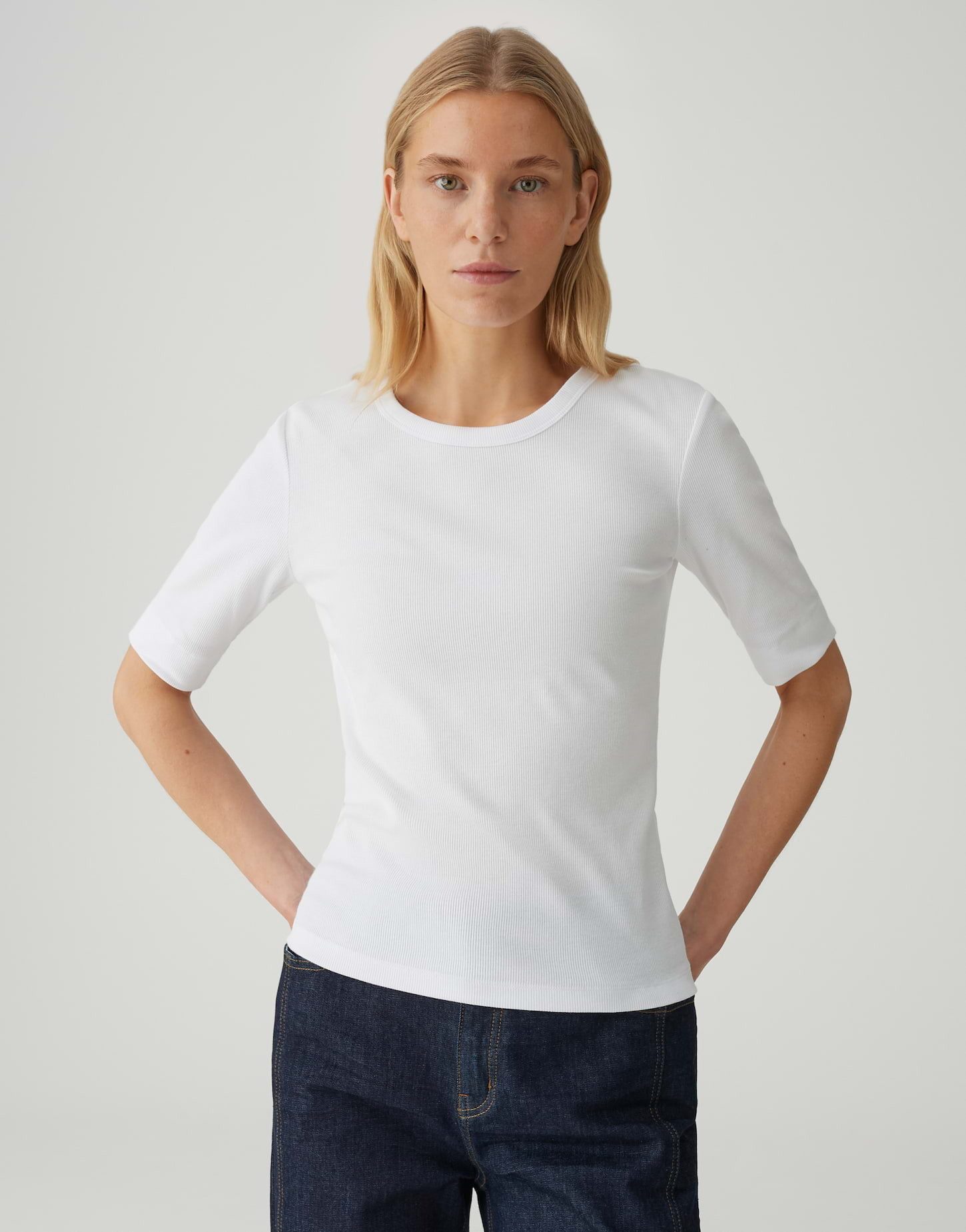 OPUS Kurzarmshirt Feines Rippshirt SUSTAFA Slim aus BCI Cotton Mix günstig online kaufen