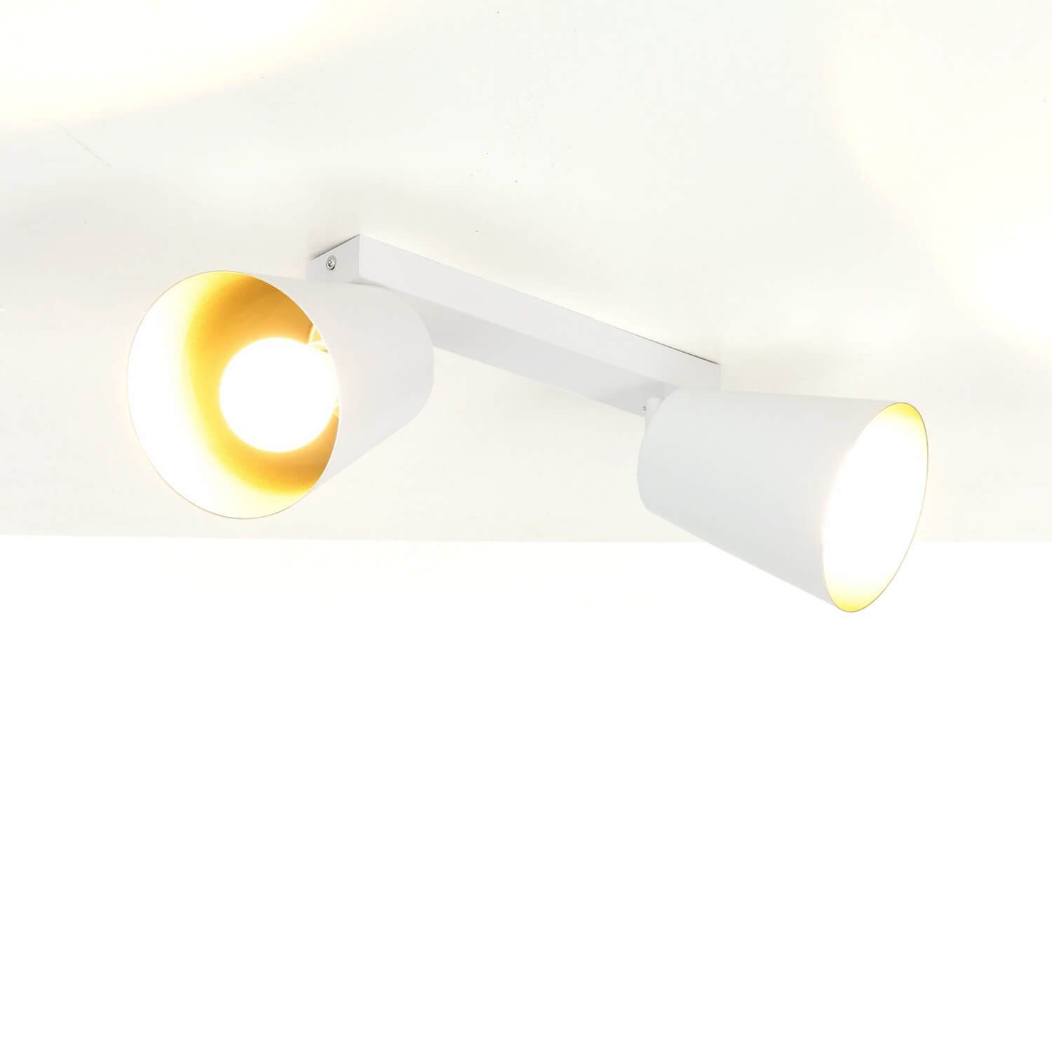 Licht-Erlebnisse Leuchtmittel, Gold Retro Weiß Metall Lampe Flur Deckenlampe ohne PRISM, verstellbar Deckenstrahler