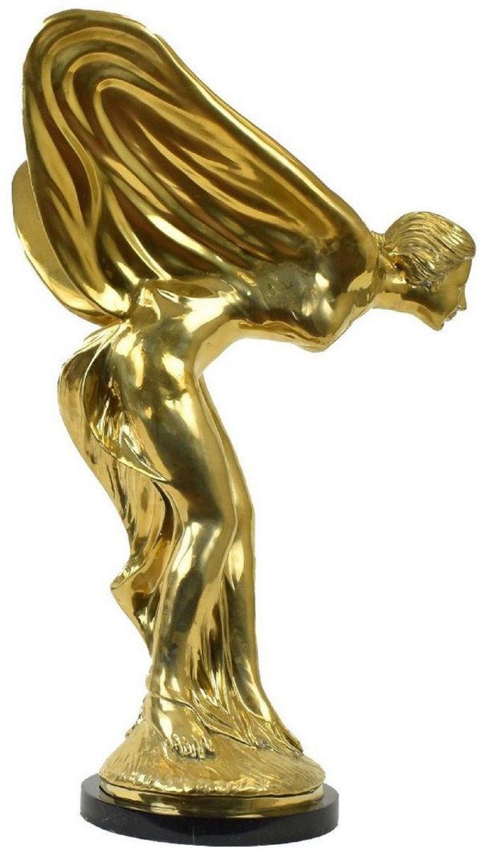 Casa Padrino Dekofigur Luxus Bronze Deko Frau x 53 Marmorsockel Skulptur of cm Spirit - Accessoires Luxus mit - Gold Edle mit Schwarz 114 / Ecstasy Flügeln Bronzefigur H. x 71