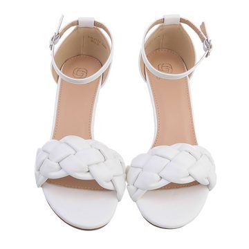 Ital-Design Damen Abendschuhe Party & Clubwear Sandalette Blockabsatz Sandalen & Sandaletten in Weiß