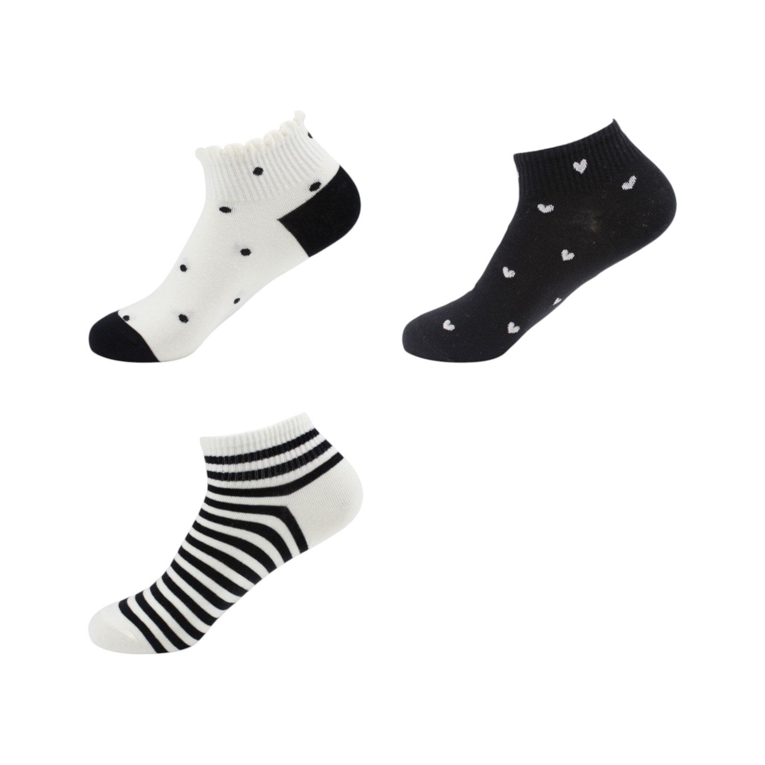 VewoTex Sneakersocken Damen Sneaker Socken 3er Pack » 3 Paar Damen Strümpfe schwarz/weiß (3er Pack, 3-Paar, 3 Paar) » Kurzsocken » Sneakersocken Einheitsgröße 36-41