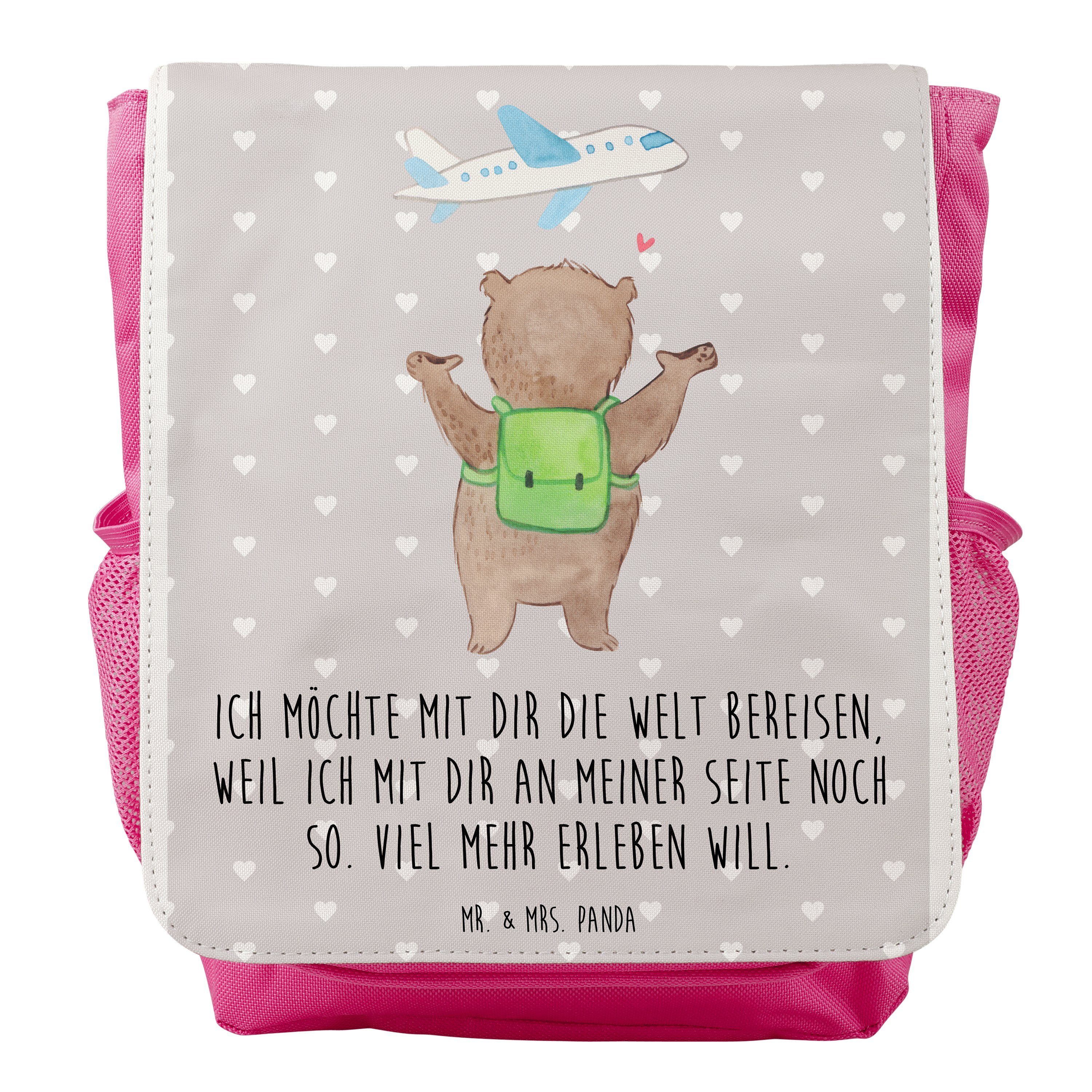 Mr. & Mrs. Panda Kinderrucksack Bär Flugzeug - Grau Pastell - Geschenk, Rucksack Kindergröße, Kinder