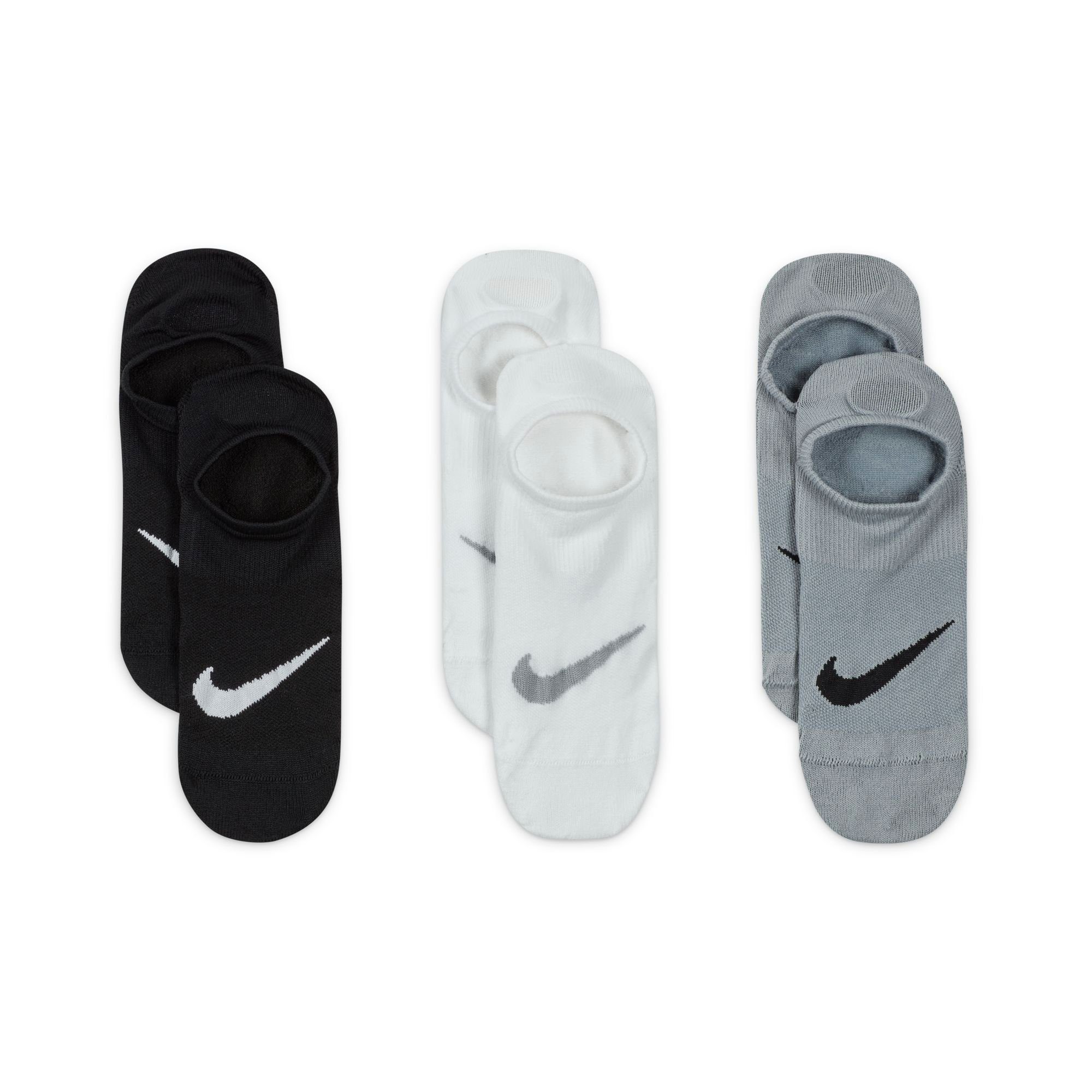 weiß schwarz, Nike 1x Füßlinge (3-Paar) 1x mit 1x Mesh atmungsaktivem grau,