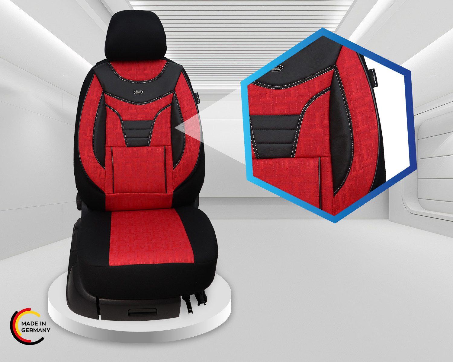 BREMER SITZBEZÜGE Autositzbezug für BMW 3er F30 & F31 Bj 2011-19 (903), Set, Schonbezüge Sitzbezüge Fahrer und Beifahrer, in Schwarz/Rot