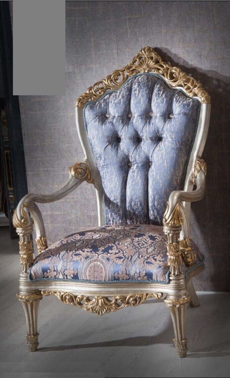 (1-St., Sessel 1x Sessel), Textil Chesterfield-Sessel Möbel Grau Polster in JVmoebel Einsitzer Sitzer 1 Europa Designer Made Luxus