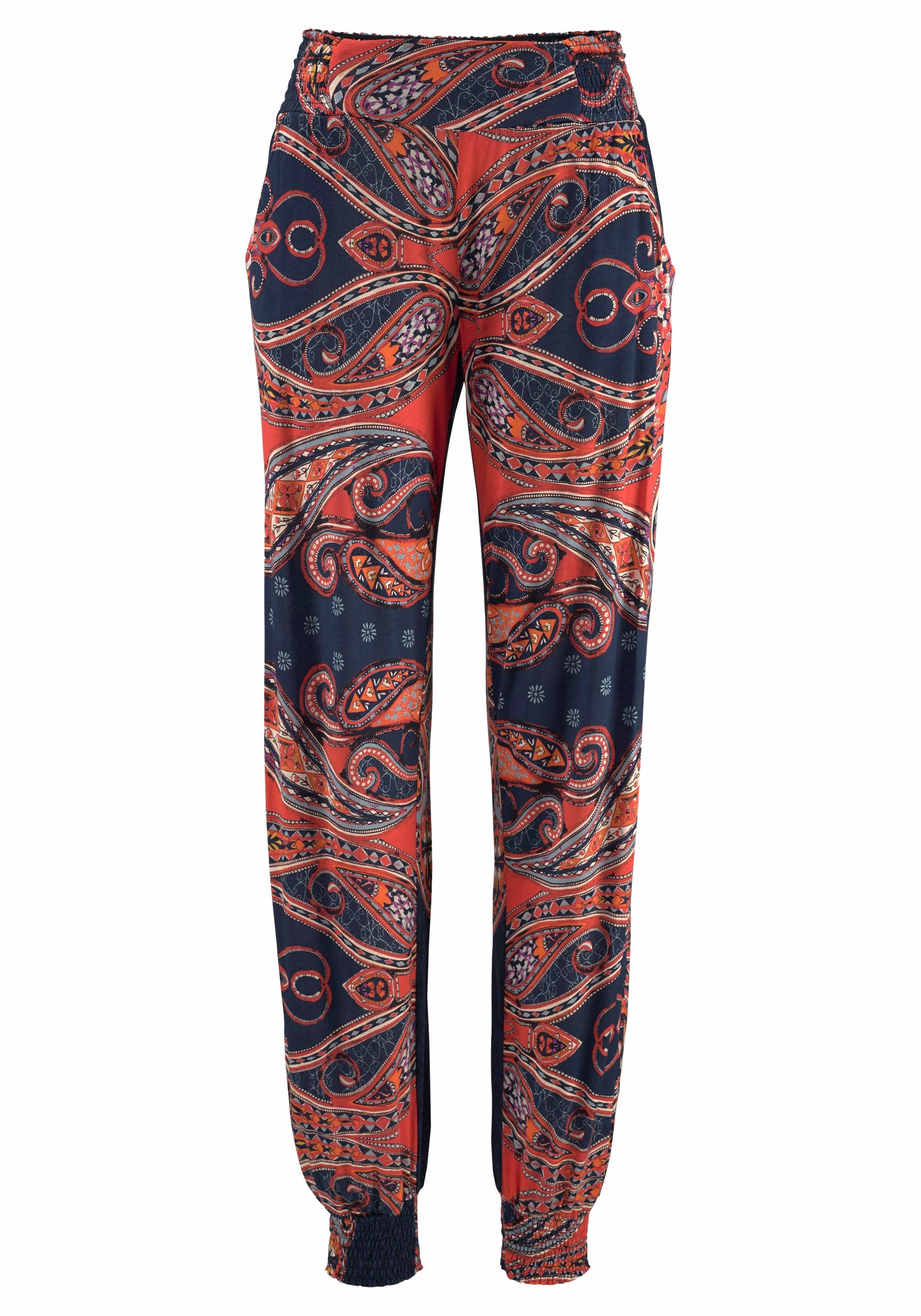 LASCANA Strandhose mit Paisleyprint und leichte Stoffhose, elastisch Taschen