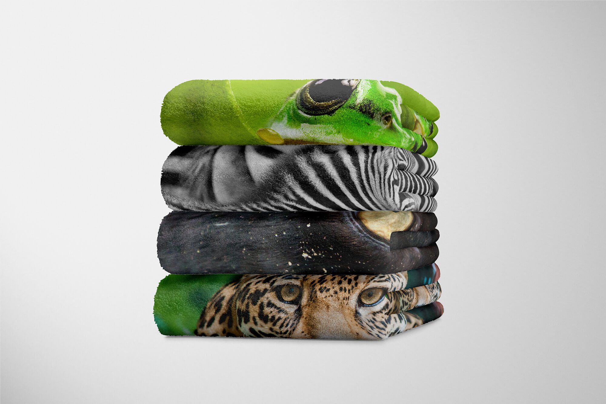 Sinus Art mit Handtuch Auge Saunatuch (1-St), Strandhandtuch Handtücher Kuscheldecke Handtuch eines Tiermotiv Panther, Baumwolle-Polyester-Mix