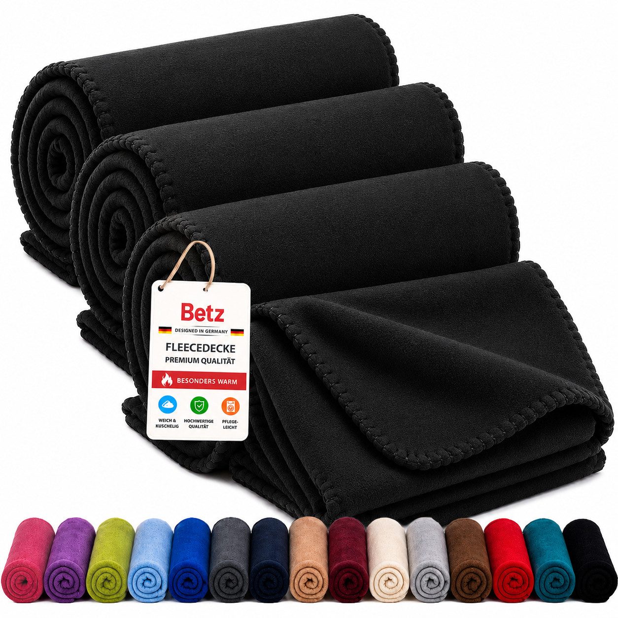 Wohndecke 3 Stück Fleecedecke Kuscheldecke Sofadecke Größe 130x170 cm, Betz, Qualität 180 g/m²