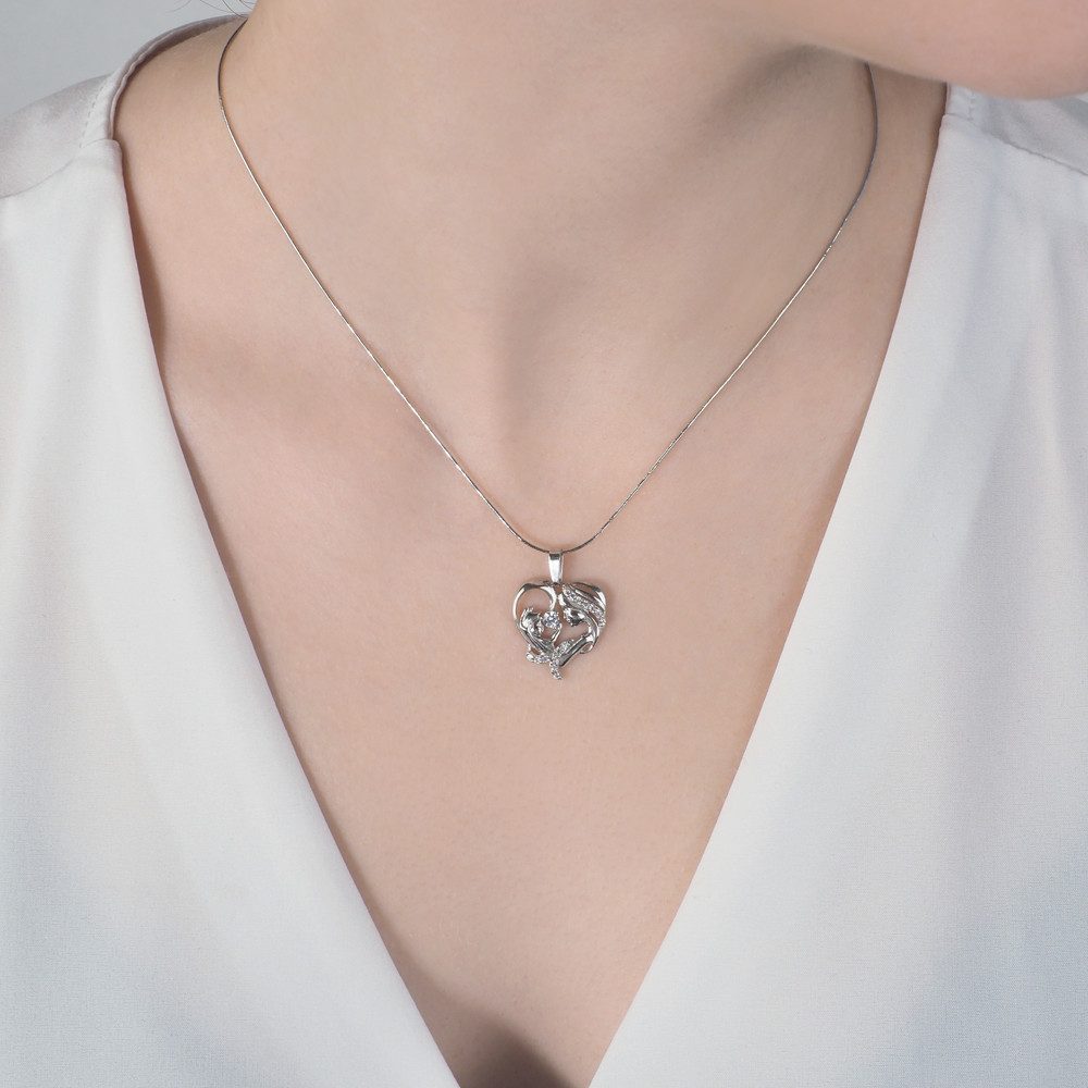Secretforyou Kettenanhänger Kettenanhänger Anhänger Charm Silber Zirkonia Mutter und Kind, 925 Sterling Silber