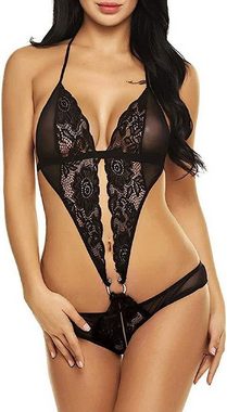 COOL-i ® Body-Ouvert Damen-Body aus Spitze, Teddy, sexy Babydoll, Dessous mit V-Ausschnitt