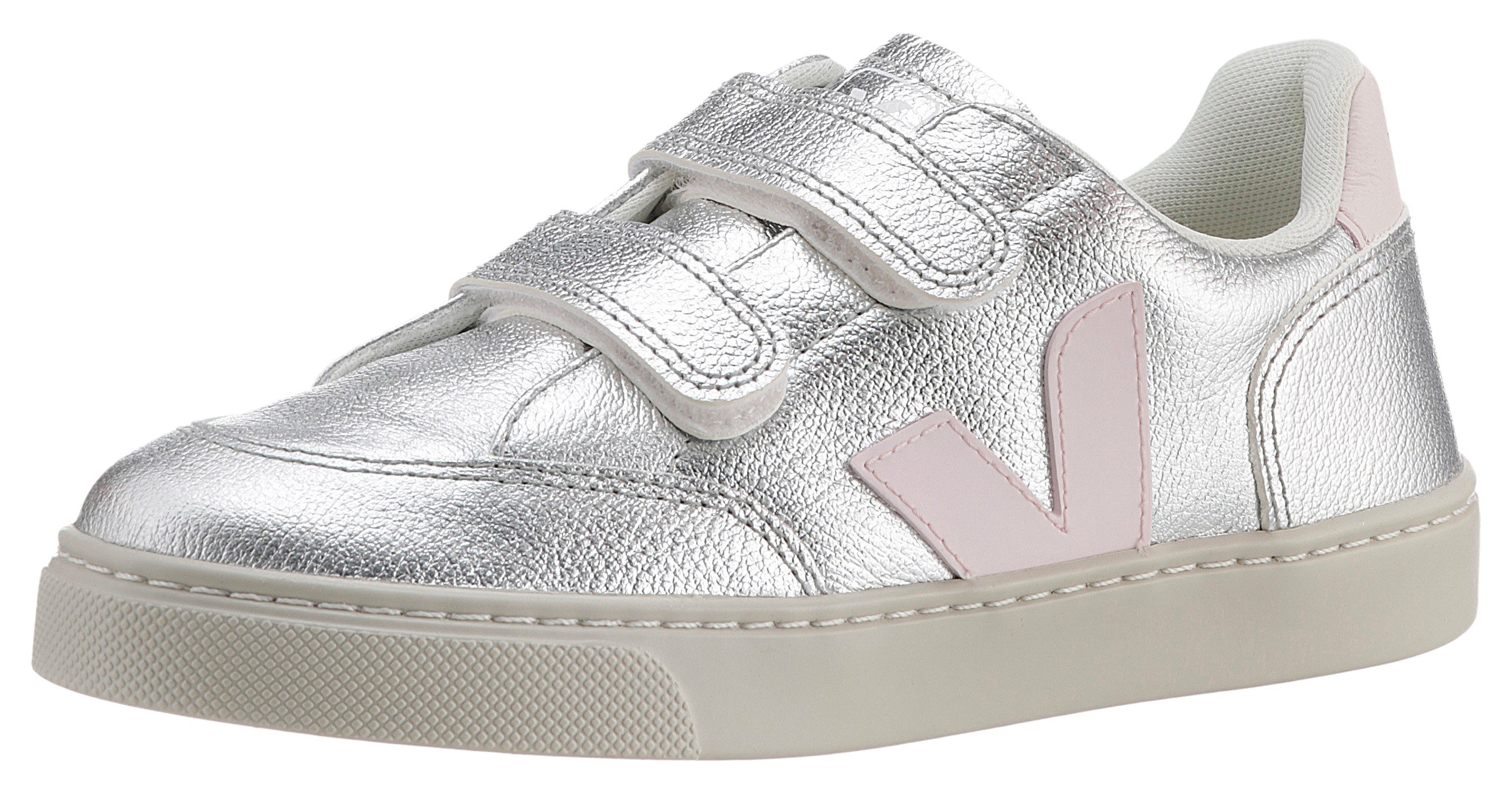 VEJA SMALL V-12 Sneaker Klettschuh, Court Sneaker, Retro Sneaker im Metallic Look