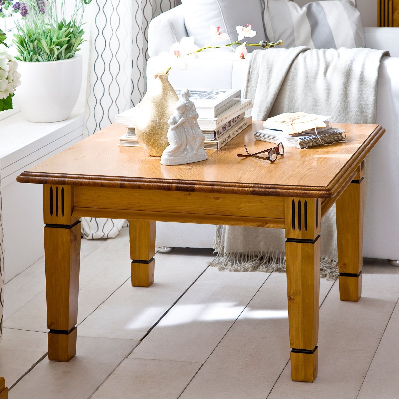 Casamia Couchtisch Couchtisch Wohnzimmer Tisch Florenz 75 x 75 cm Pinie Nordica massiv si