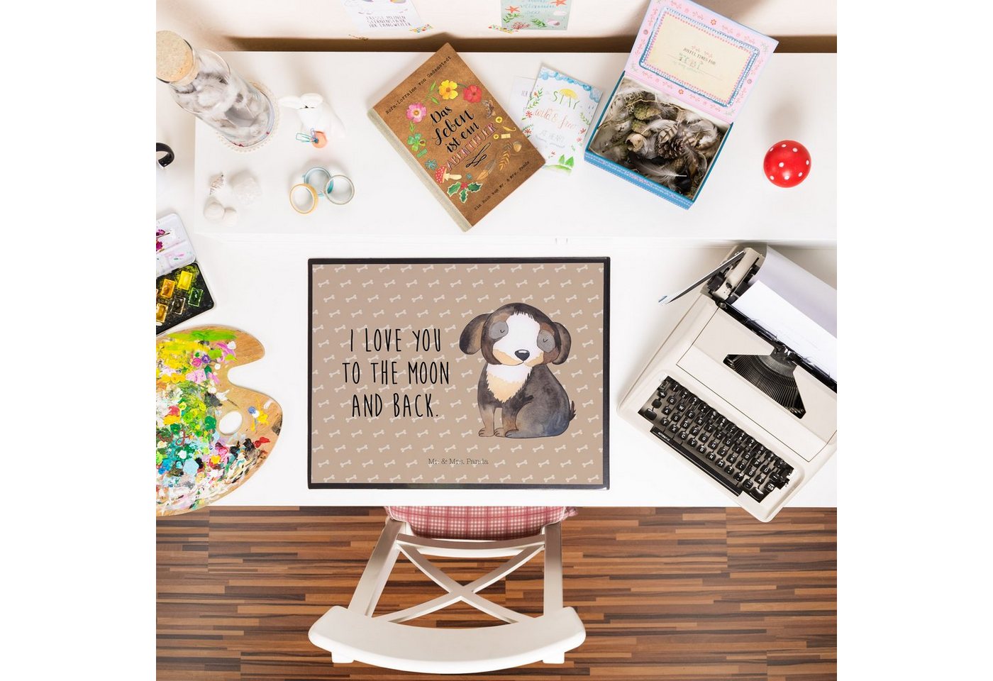Thumbnail - Mr. & Mrs. Panda Schreibtischunterlage Hund Entspannen - Hundeglück - Geschenk, Hundeliebe, Schreibtischaufl, (Packung, ...