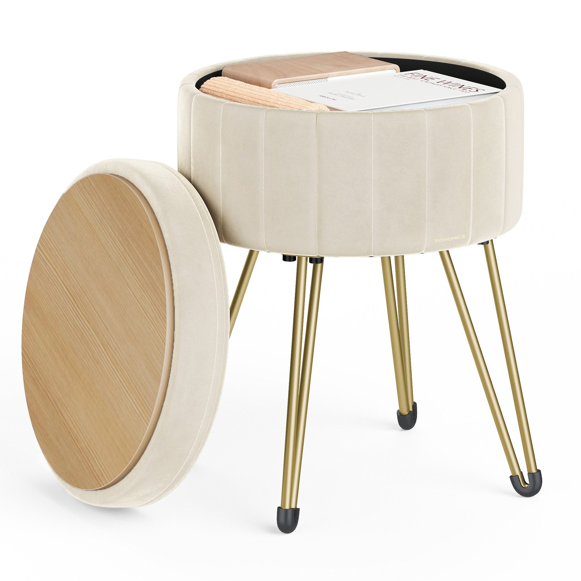 SONGMICS Sitzhocker Hocker (Schminktischhocker, Samt Schminkhocker), günstig online kaufen