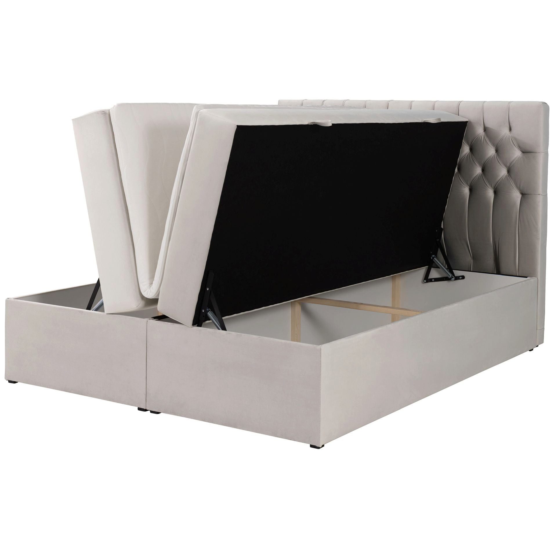 Selsey Boxbett DAISSY, Bett mit Kopfteil Matratze, Topper und Bettkasten, Velours