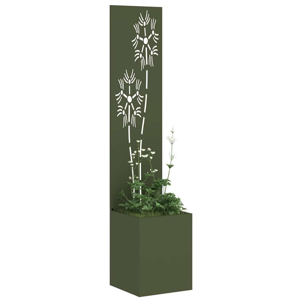 vidaXL Wandbild Garten Sichtschutz-Leinwand Floral Olivgrün 32 x 32 x 150 cm, (1 St)