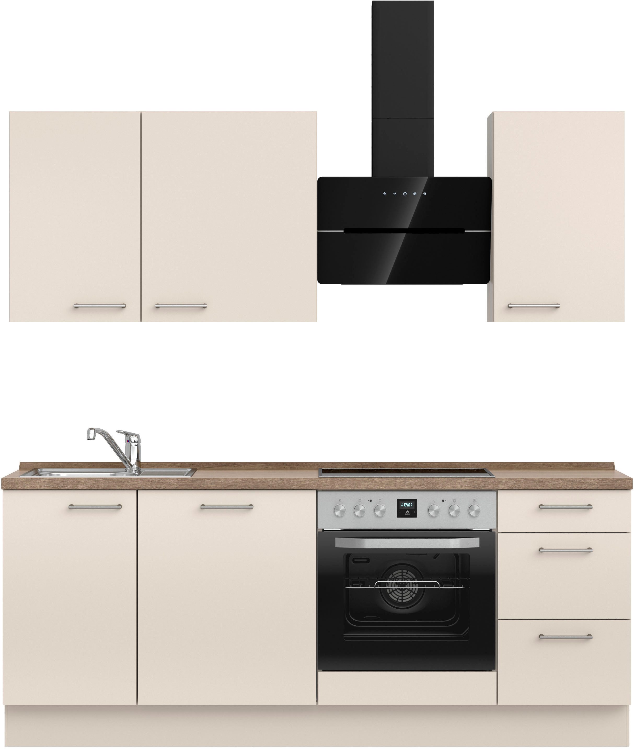 nobilia® Кухниzeile "Laser II", Ausrichtung wählbar, Breite 210 cm, vormontiert, wahlw. mit unterschiedlichen E-Geräten-Sets