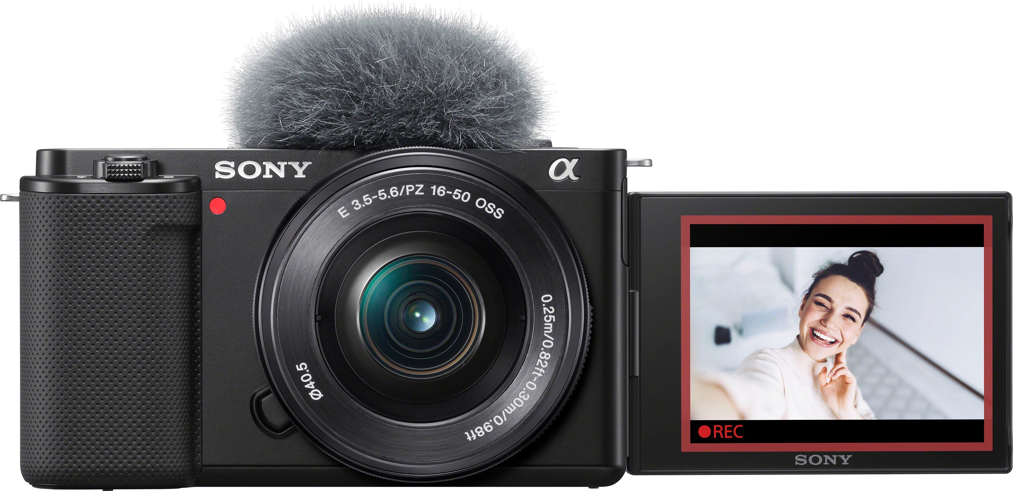 MP, Sony SEL16-50 5.6 mit OSS schwenkbarem 50 - (SELP1650), F3.5 Objektiv) inkl. - PZ ZV-E10L (WiFi), WLAN Vlog-Kamera Display 24,2 Systemkamera Bluetooth, 16 (E mm