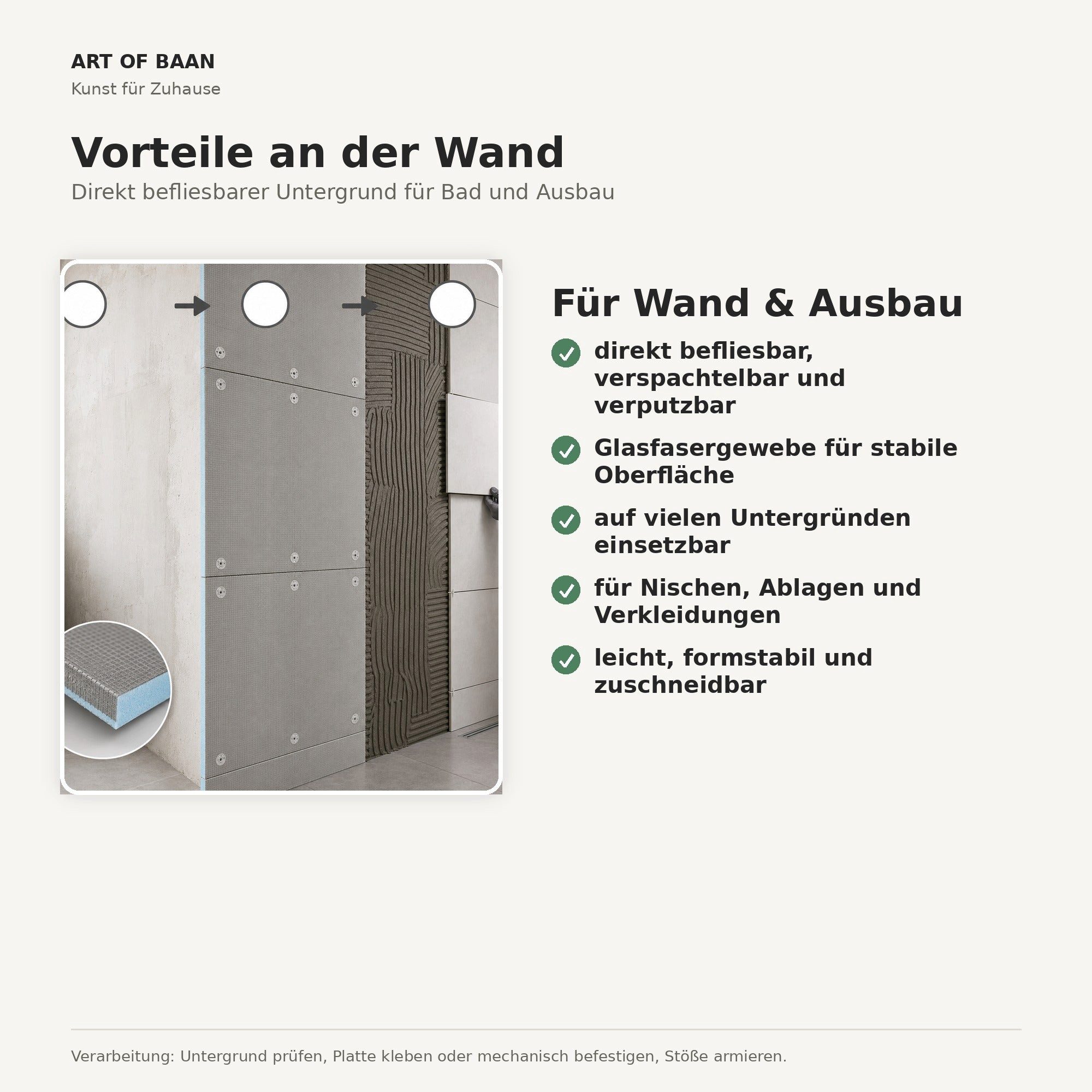 ART OF BAAN Dämmplatte XPS Bauplatte 115x55 cm – Fliesenplatte wasserfest Bad & Innenausbau