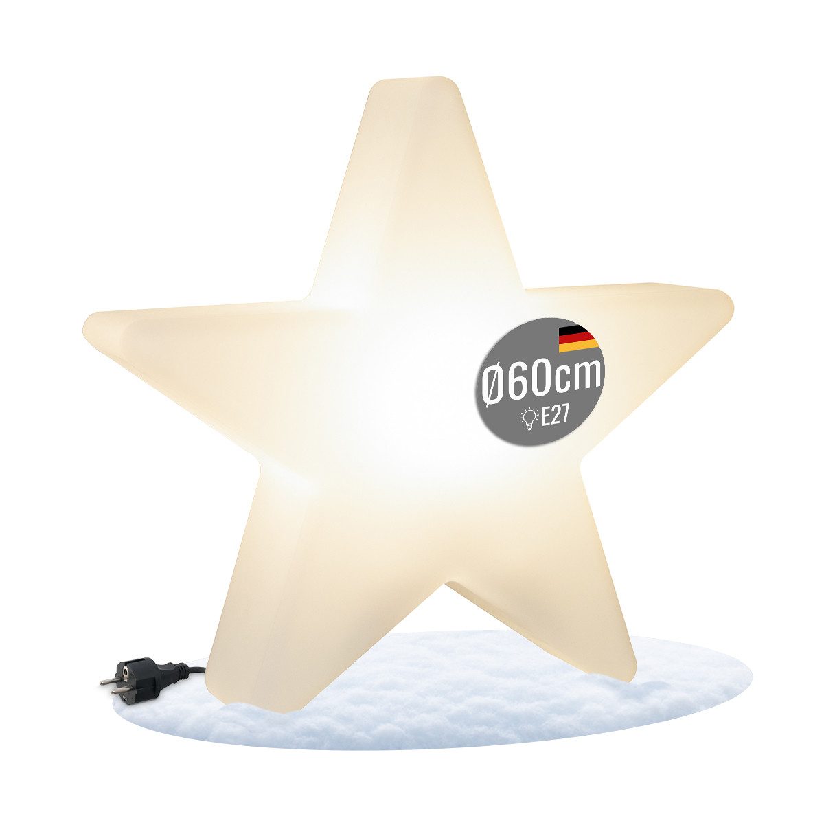 8 seasons design LED Stern Dekoleuchte Shining Star 60 cm / weiss / LED WW, LED wechselbar, 60 cm, weiß, Weihnachtsstern für In- und Outdoor
